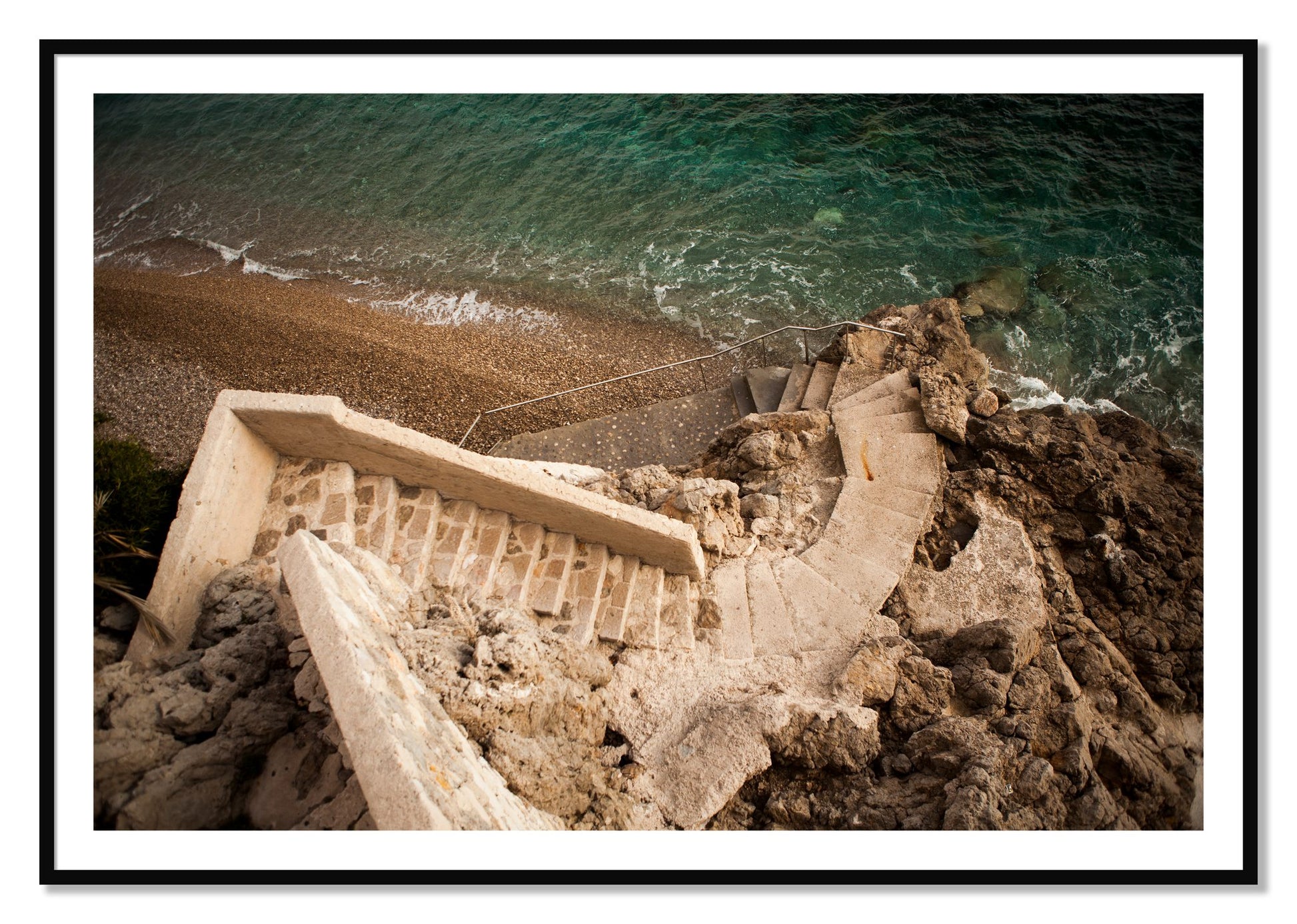 Framed photograph of Stairs From Monaco by Dylan Ozanich, Black frame, Borders