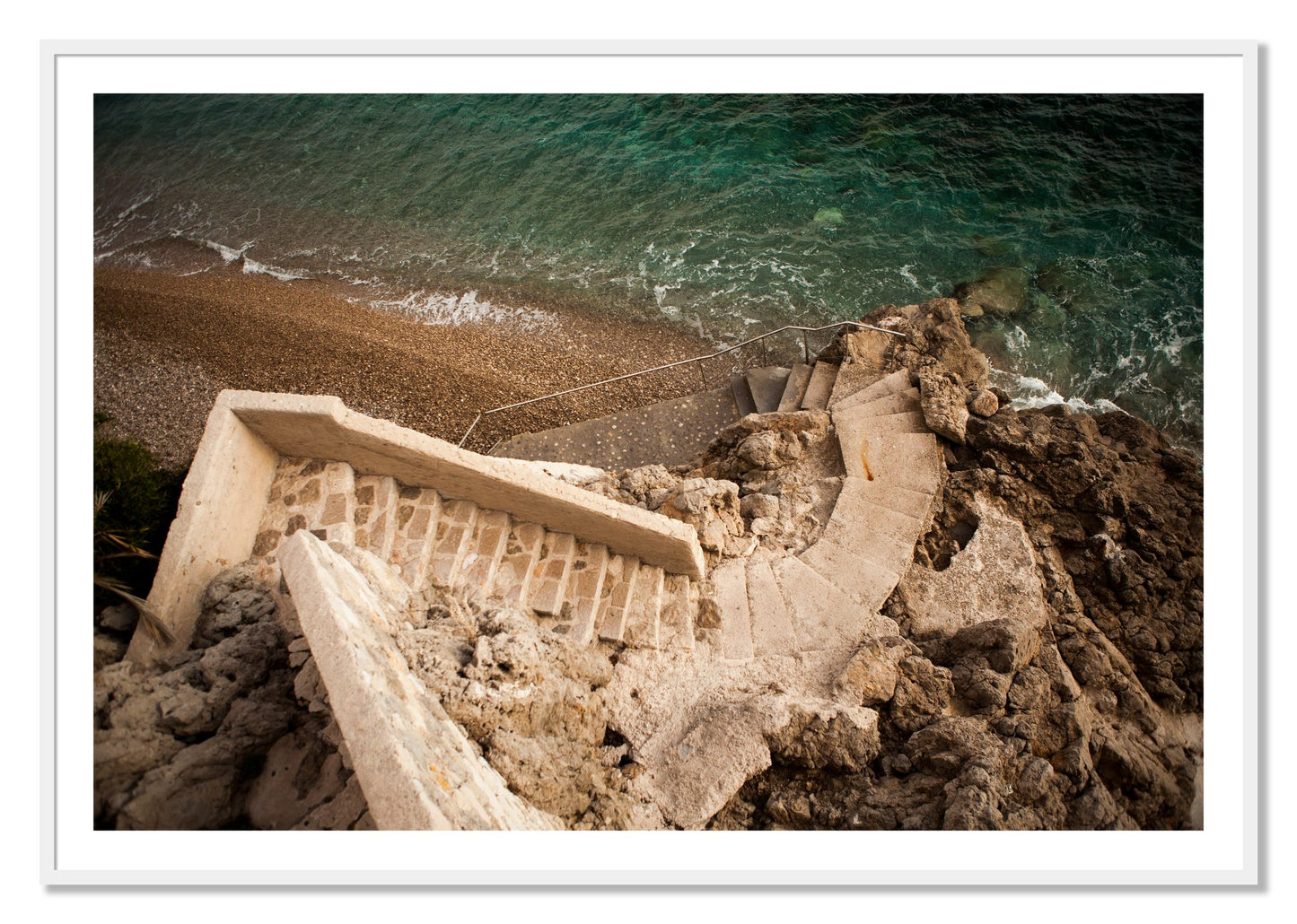 Framed photograph of Stairs From Monaco by Dylan Ozanich, White frame, Borders