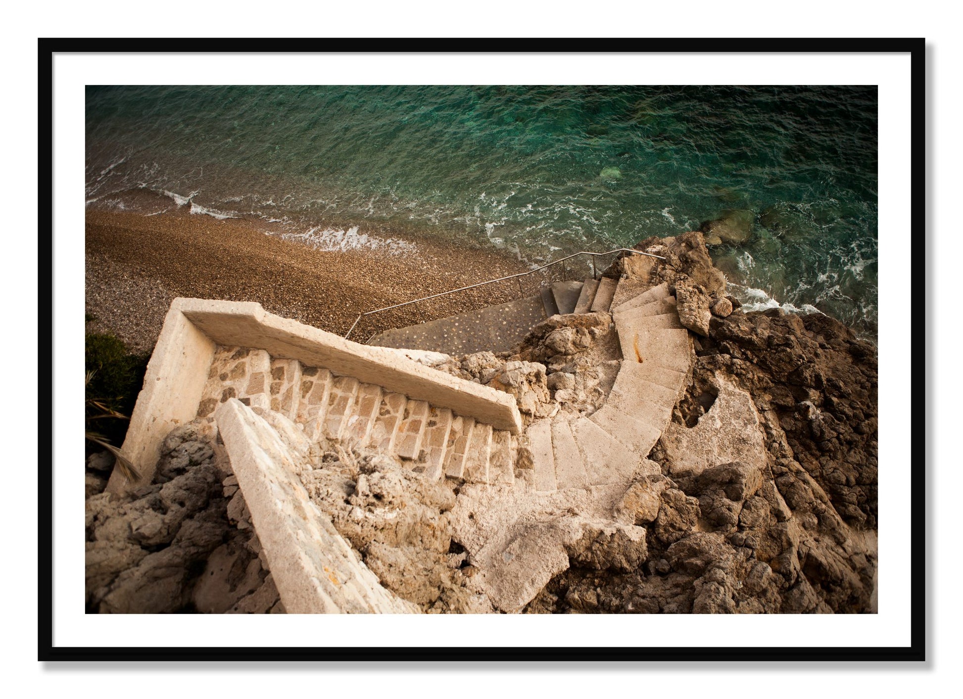 Framed photograph of Stairs From Monaco by Dylan Ozanich, Black frame, Borders