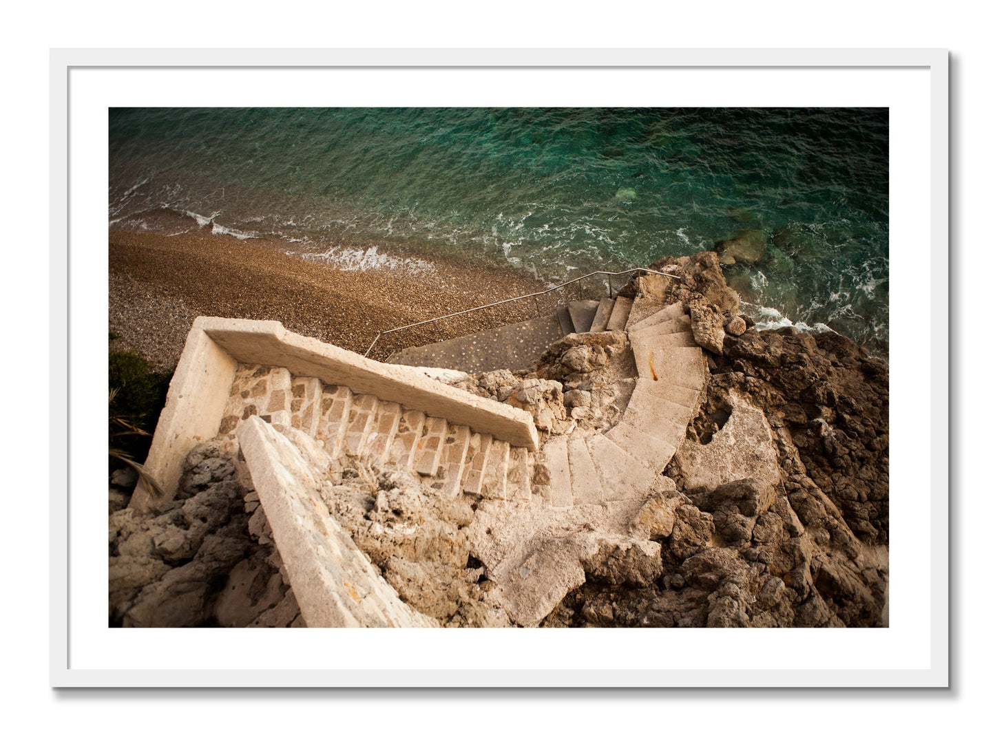 Framed photograph of Stairs From Monaco by Dylan Ozanich, White frame, Borders