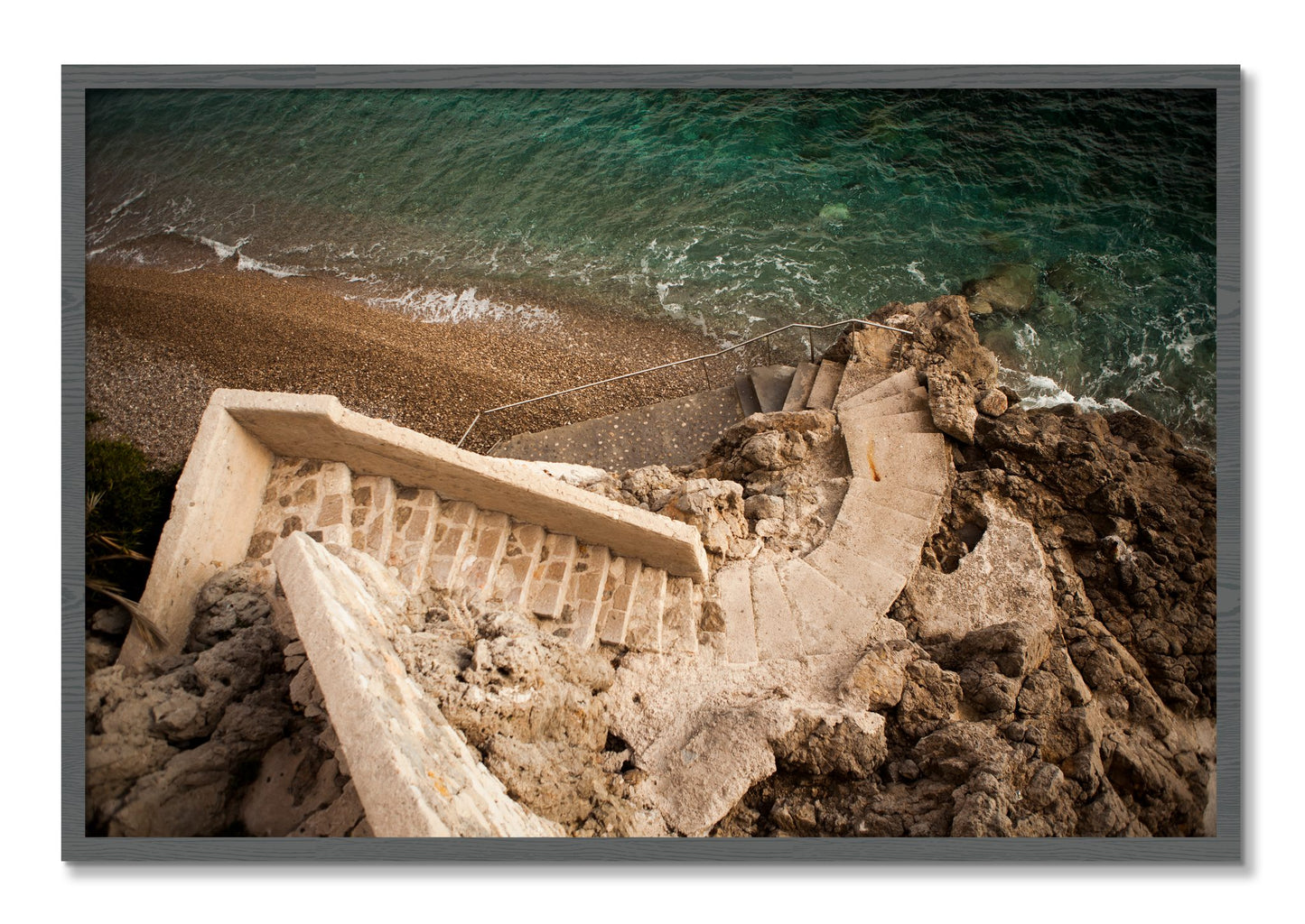 Framed photograph of Stairs From Monaco by Dylan Ozanich, Grey frame, Full Bleed