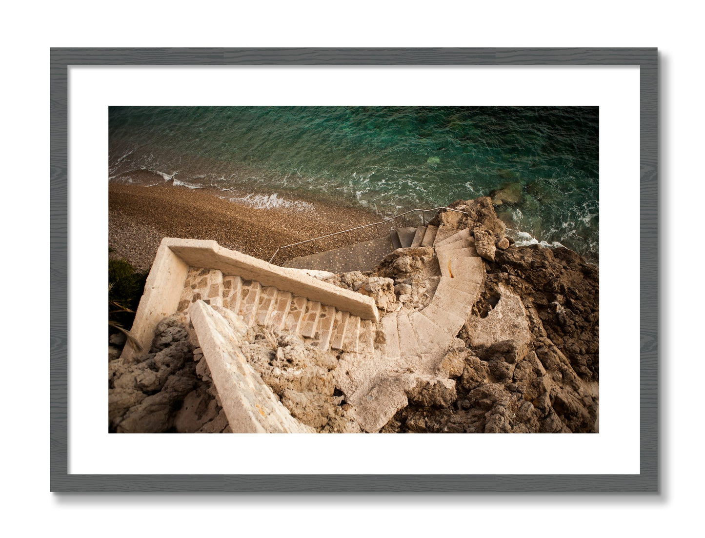 Framed photograph of Stairs From Monaco by Dylan Ozanich, Grey frame, Borders