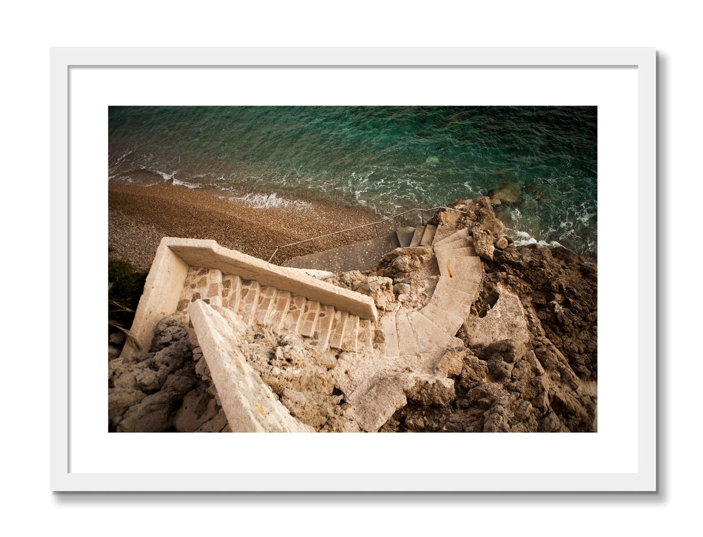 Framed photograph of Stairs From Monaco by Dylan Ozanich, White frame, Borders