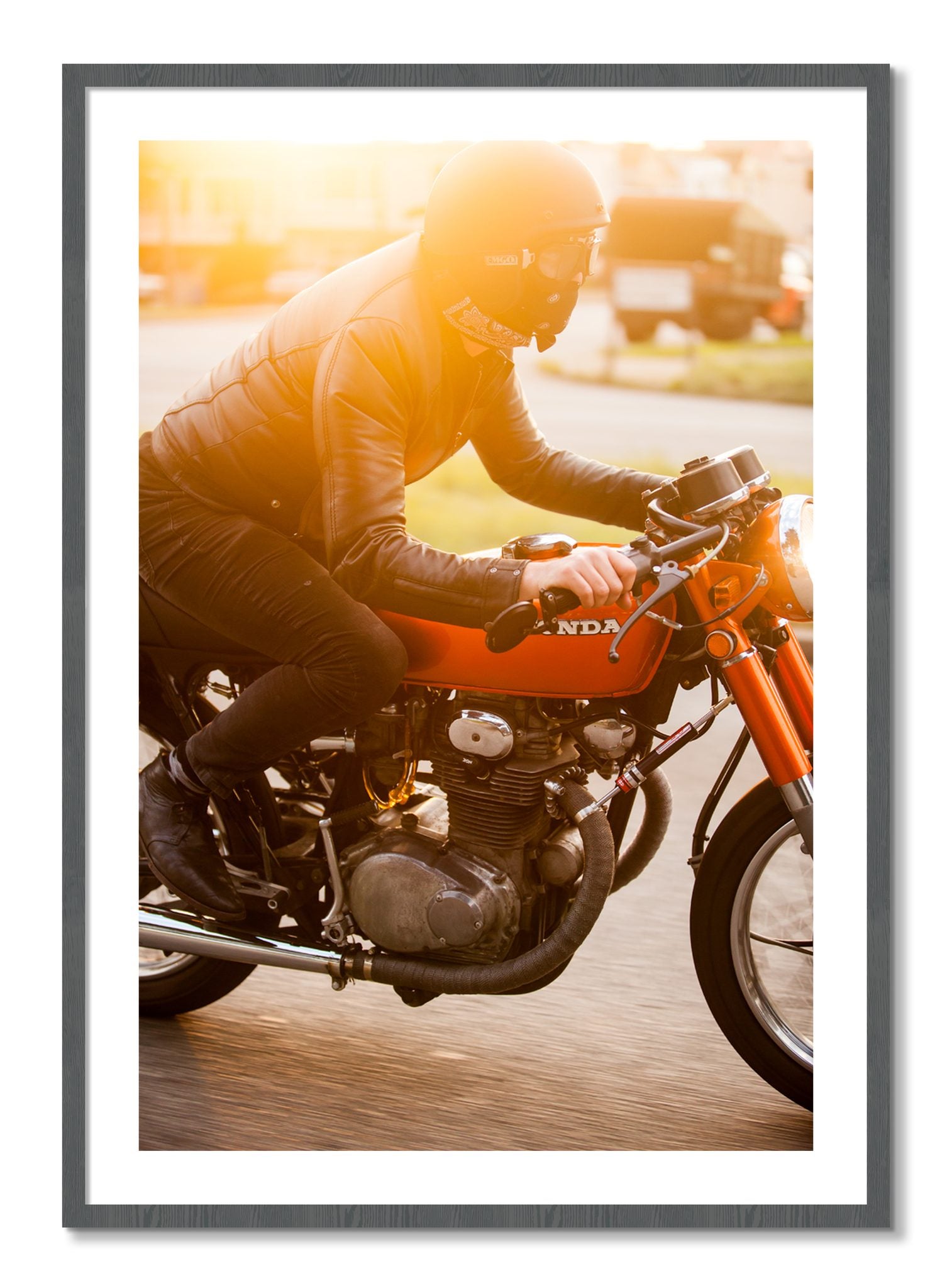 Framed photograph of Sunset Ave Spree by Dylan Ozanich, Grey frame, Borders