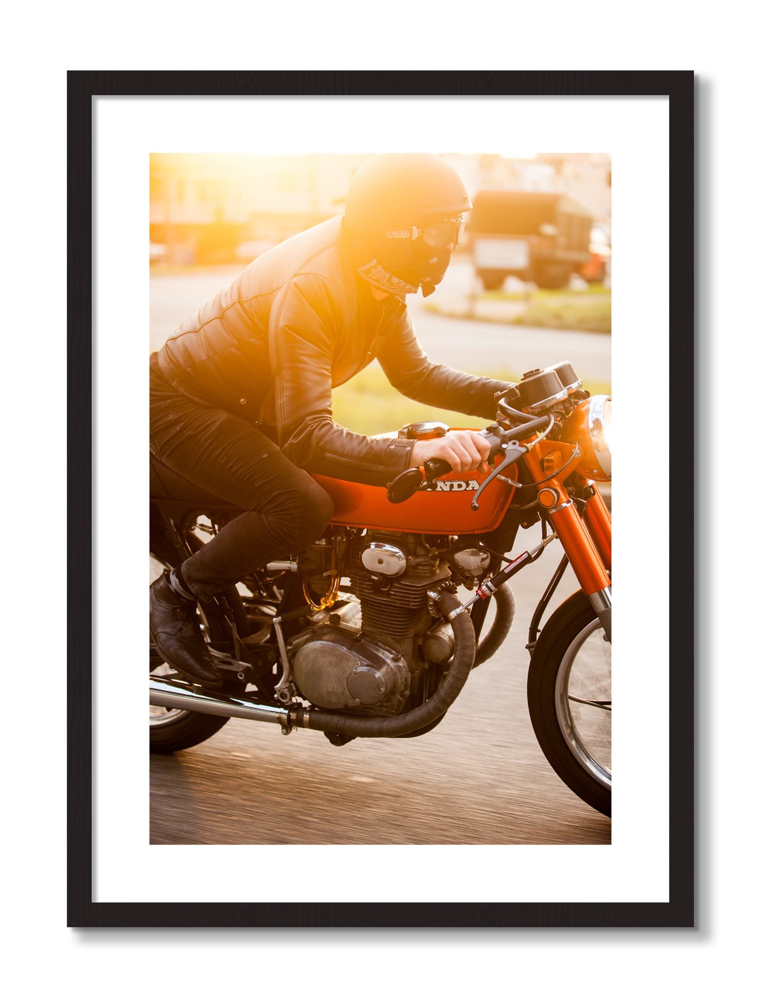 Framed photograph of Sunset Ave Spree by Dylan Ozanich, Black frame, Borders