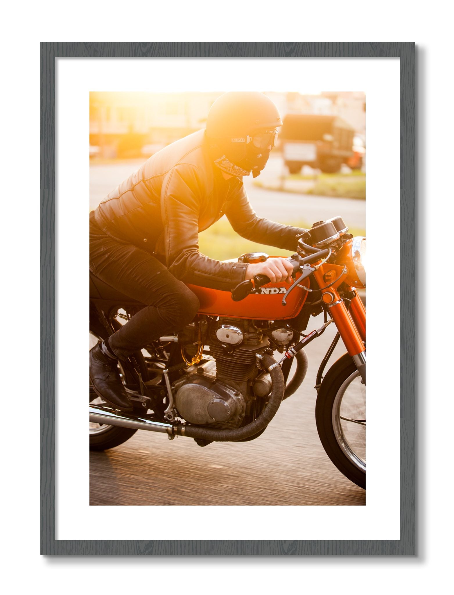 Framed photograph of Sunset Ave Spree by Dylan Ozanich, Grey frame, Borders