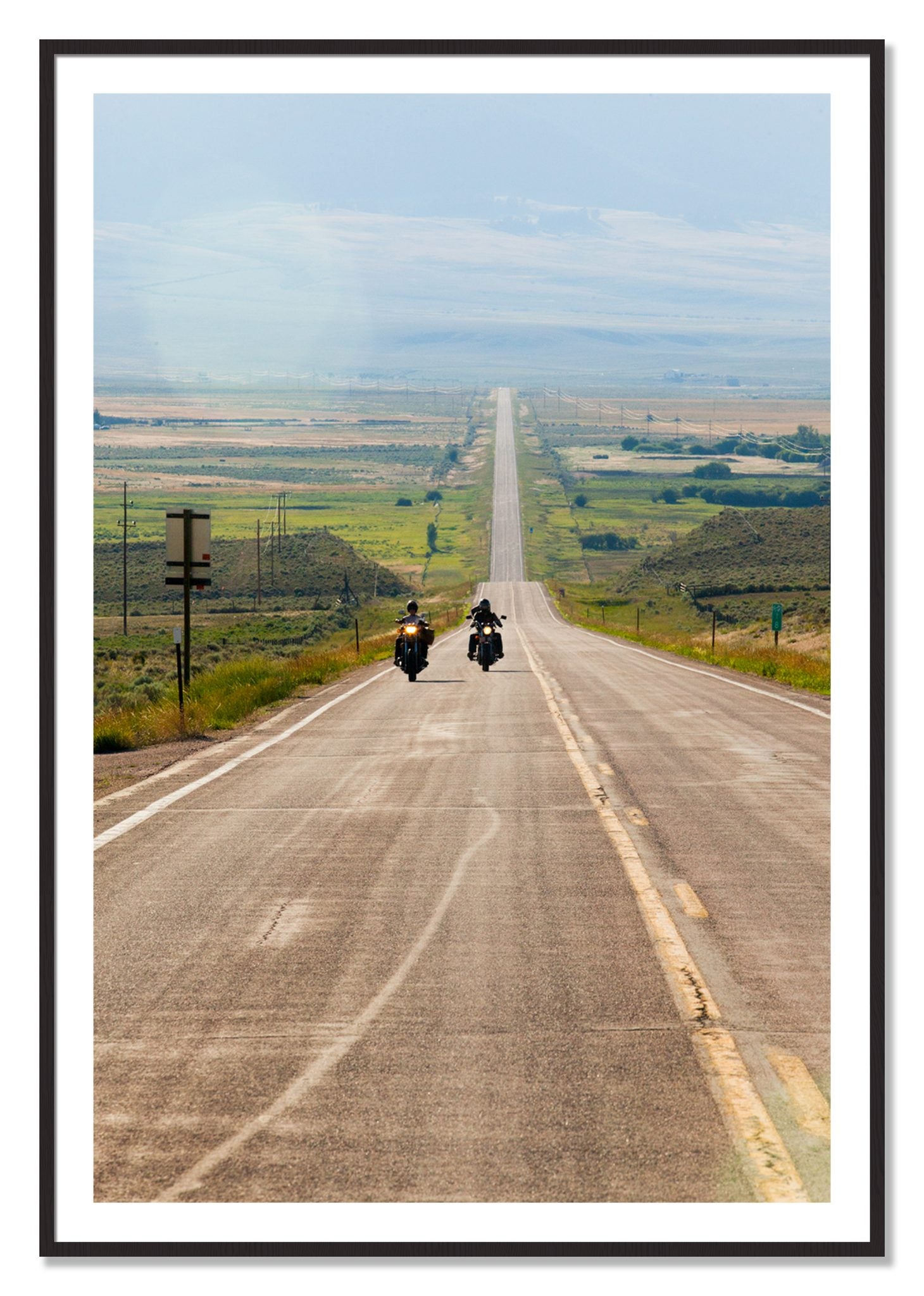 Framed photograph of The Long Road by Dylan Ozanich, Black Walnut frame, Borders