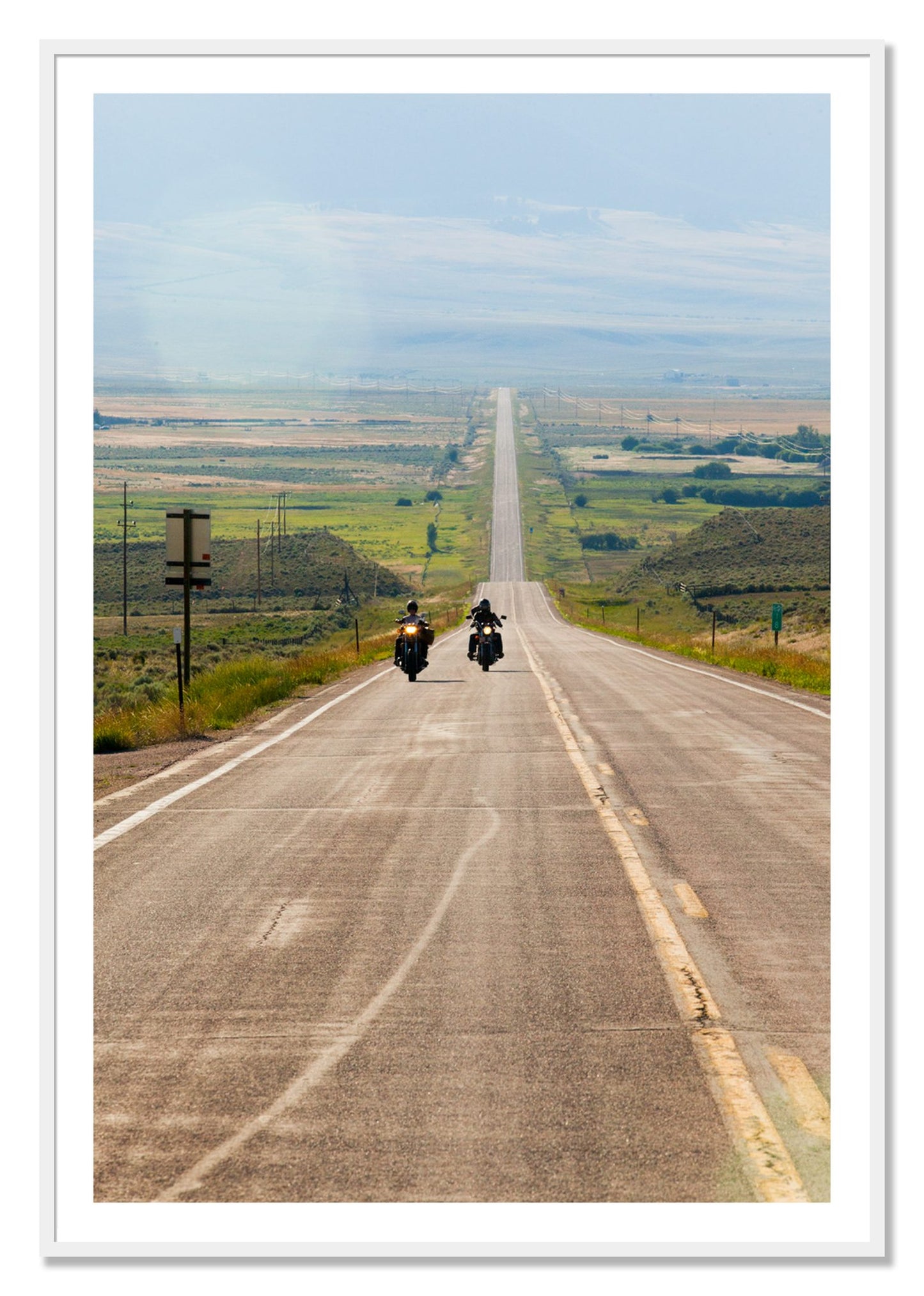 Framed photograph of The Long Road by Dylan Ozanich, White frame, Borders