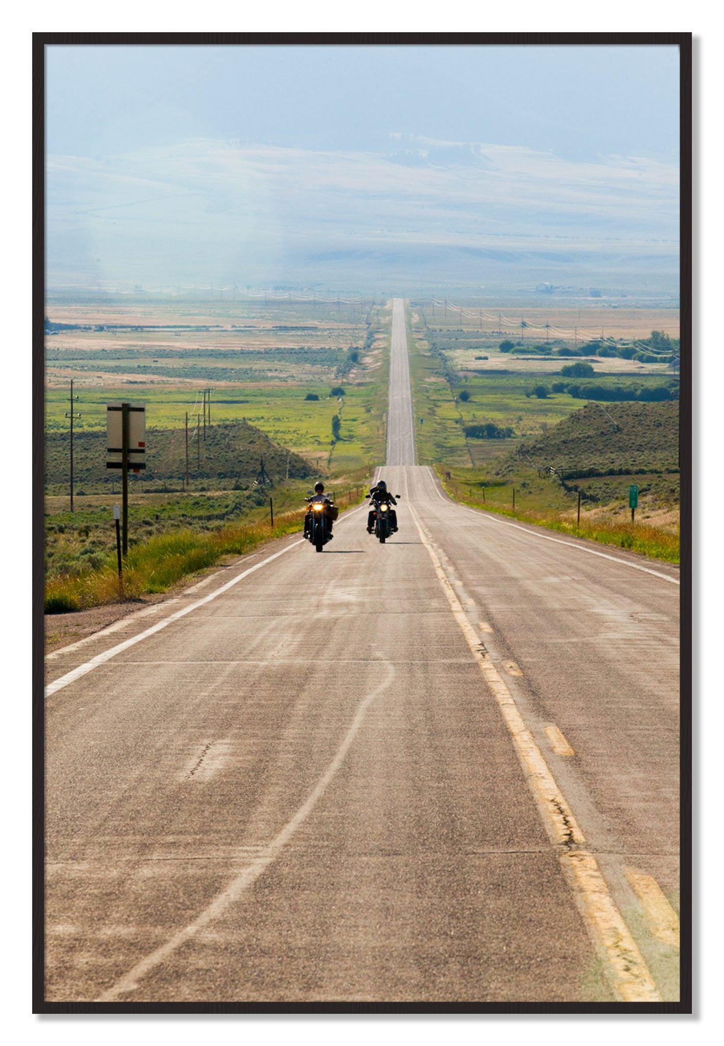Framed photograph of The Long Road by Dylan Ozanich, Black Walnut frame, Full Bleed