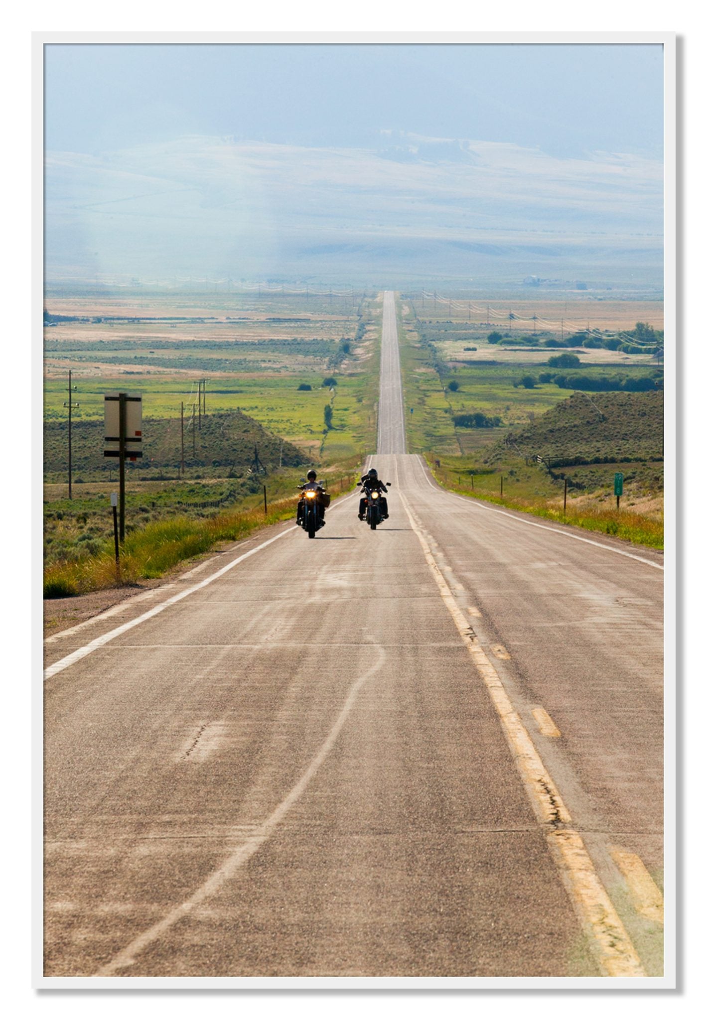 Framed photograph of The Long Road by Dylan Ozanich, White frame, Full Bleed