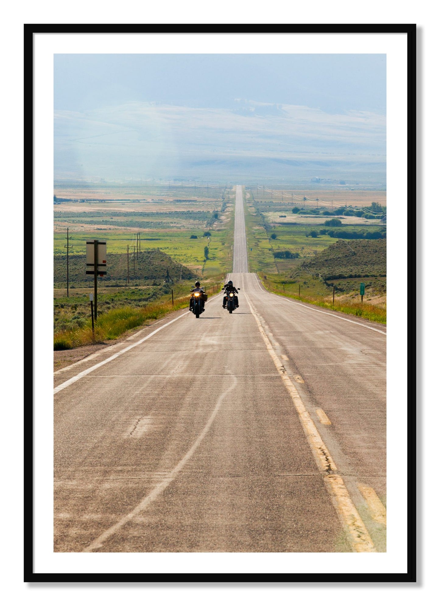 Framed photograph of The Long Road by Dylan Ozanich, Black frame, Borders