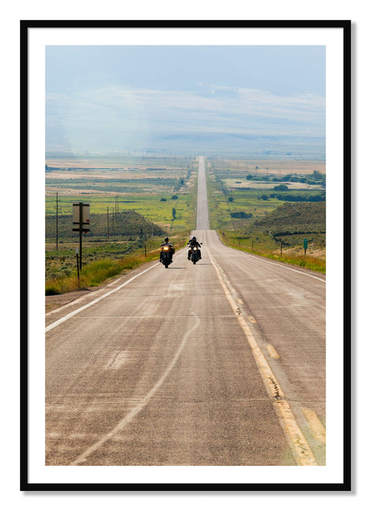 Framed photograph of The Long Road by Dylan Ozanich, Black frame, Borders