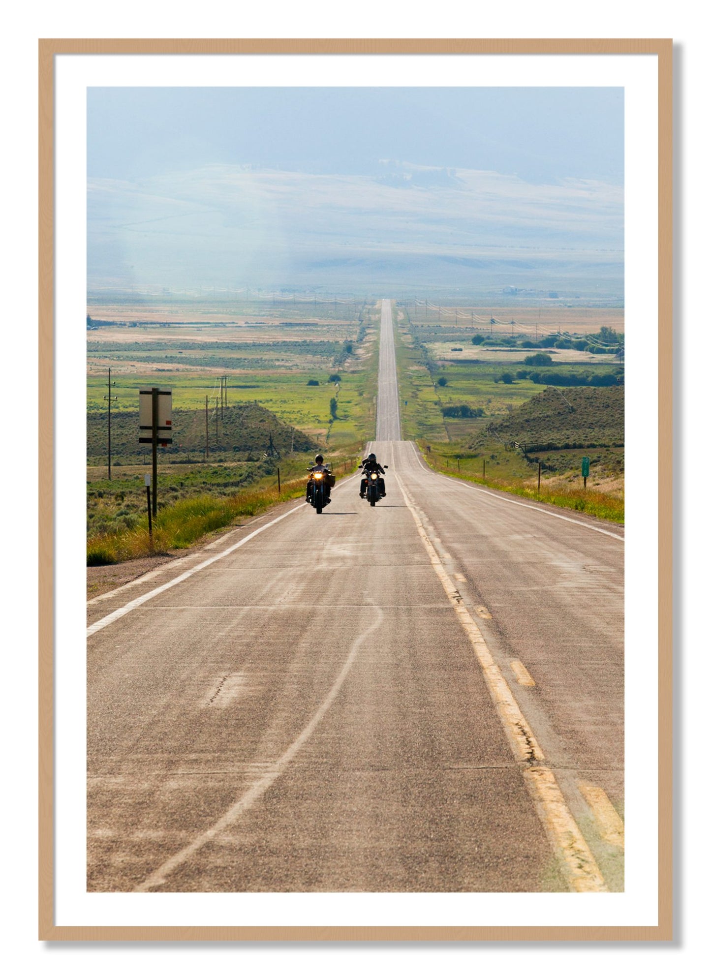 Framed photograph of The Long Road by Dylan Ozanich, Oak frame, Borders