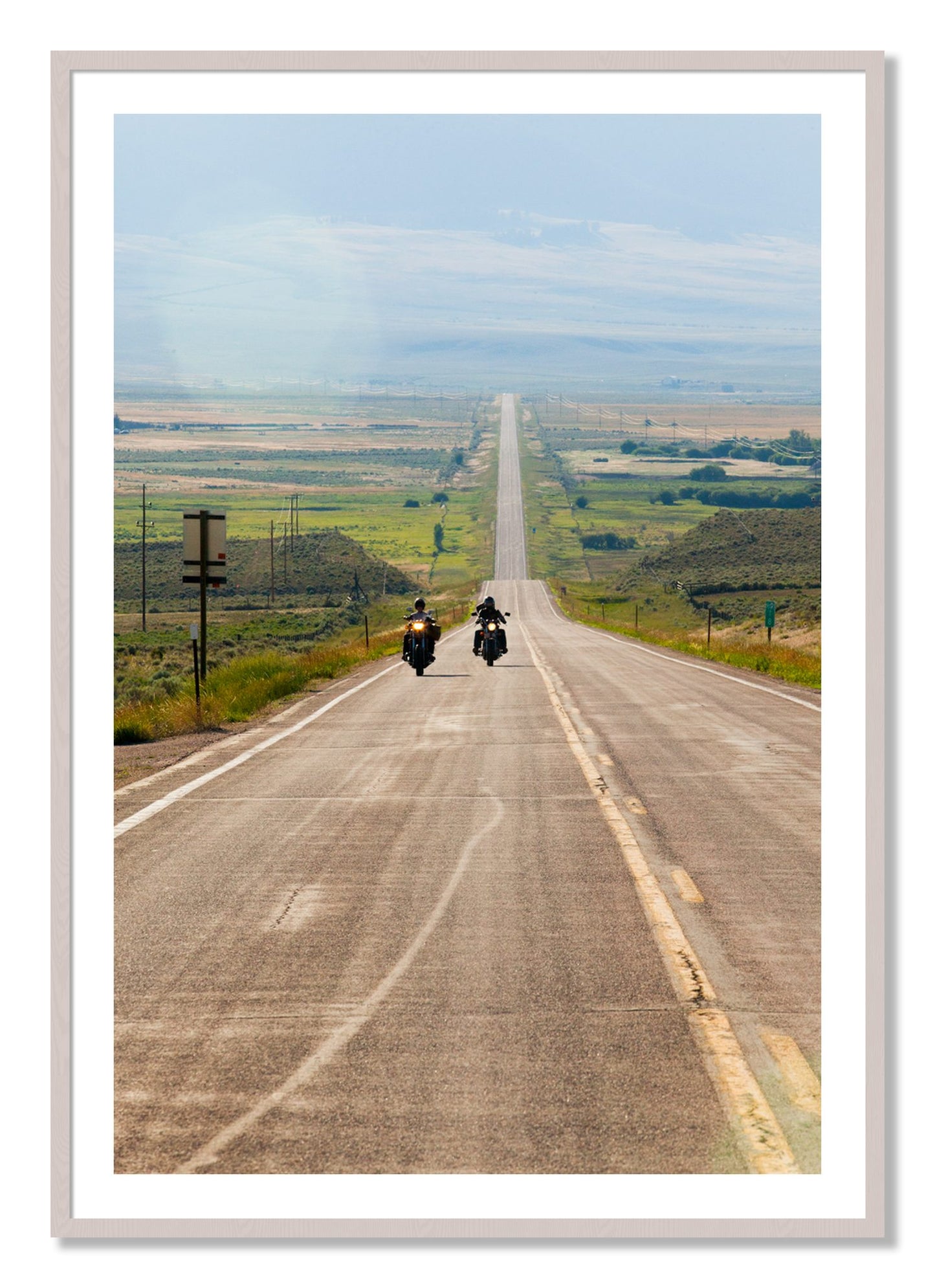 Framed photograph of The Long Road by Dylan Ozanich, White Maple frame, Borders