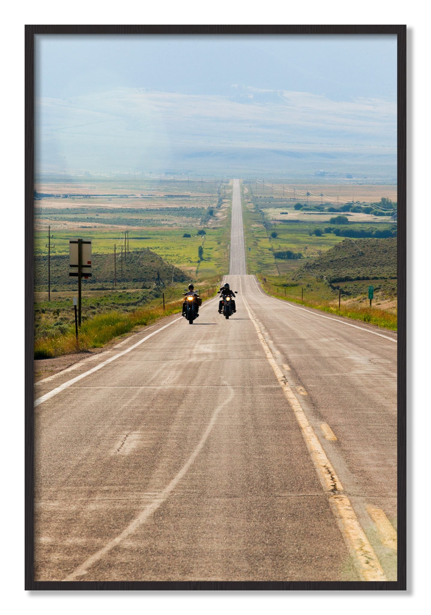 Framed photograph of The Long Road by Dylan Ozanich, Black Walnut frame, Full Bleed