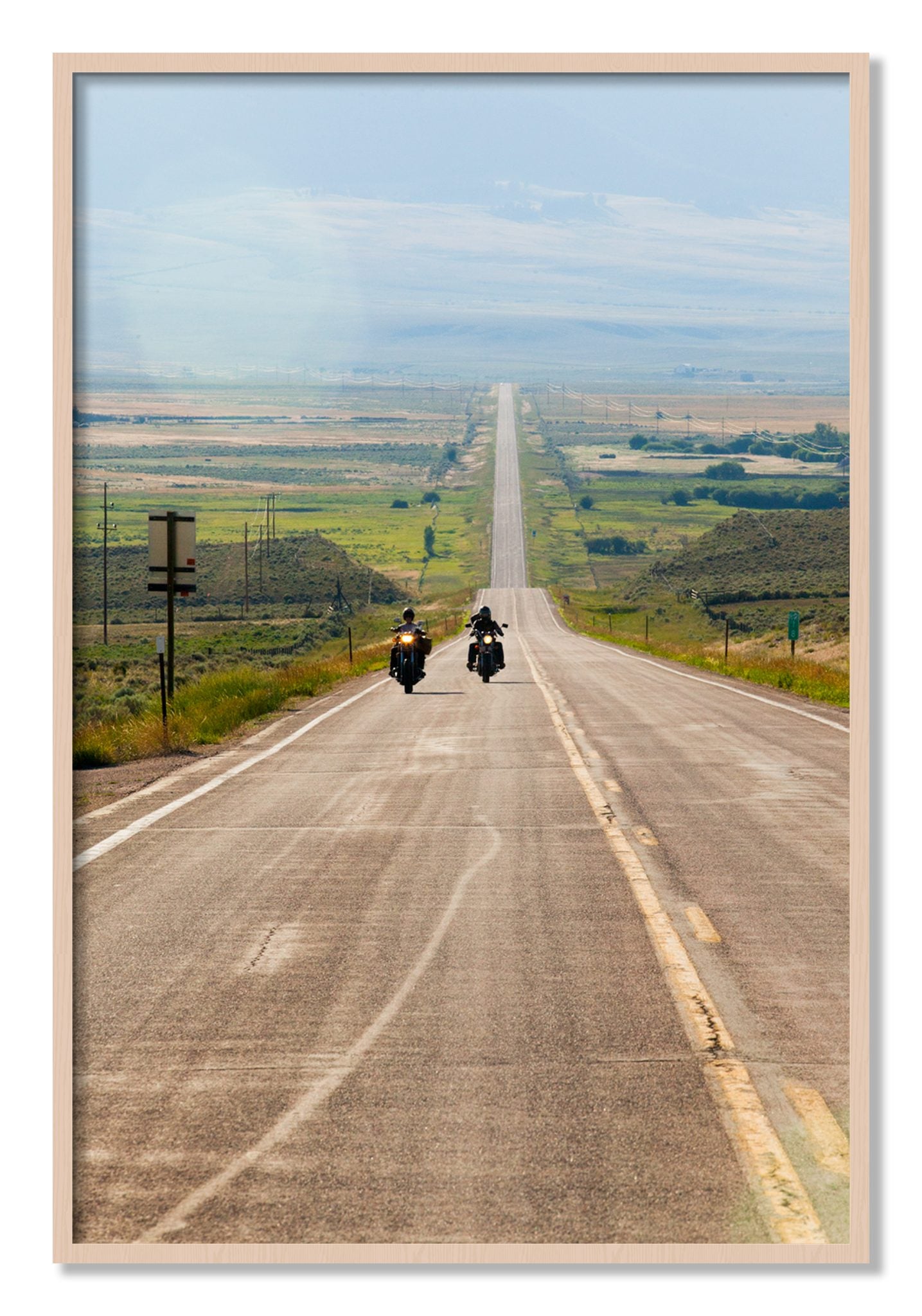 Framed photograph of The Long Road by Dylan Ozanich, Maple frame, Full Bleed