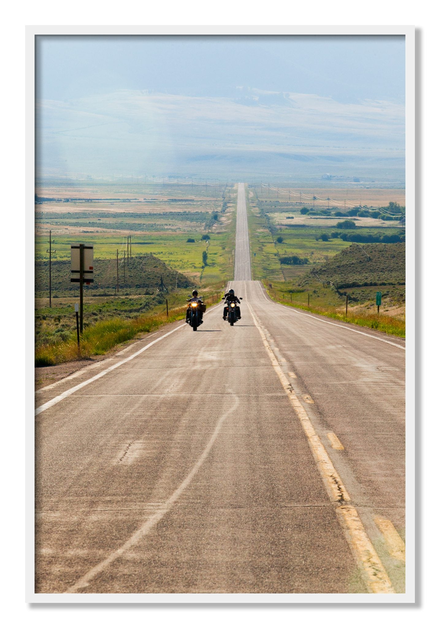 Framed photograph of The Long Road by Dylan Ozanich, White frame, Full Bleed