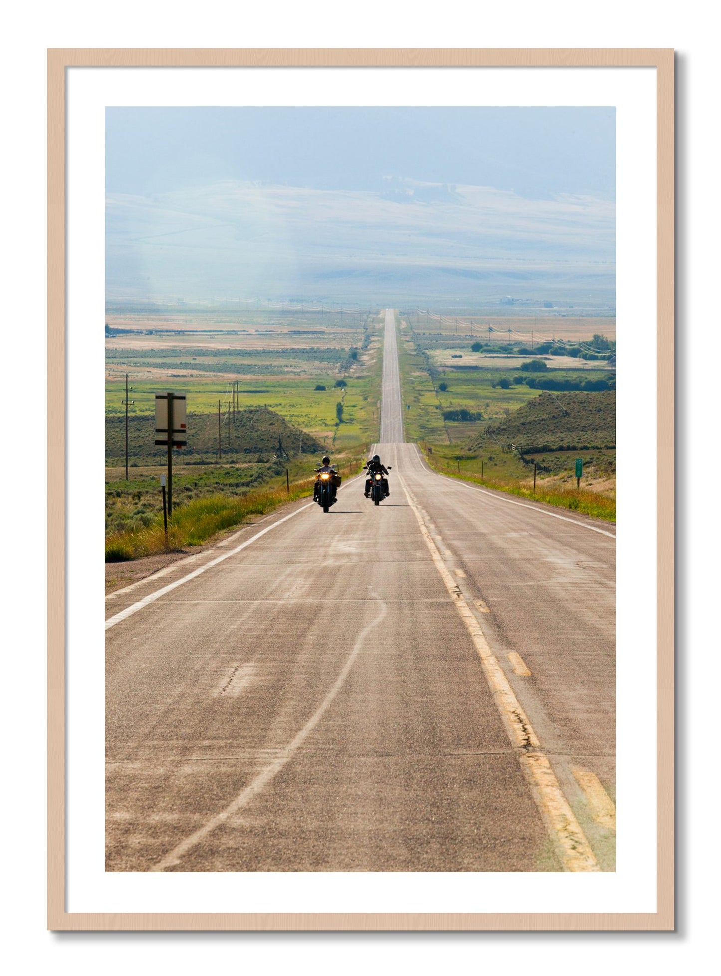 Framed photograph of The Long Road by Dylan Ozanich, Maple frame, Borders