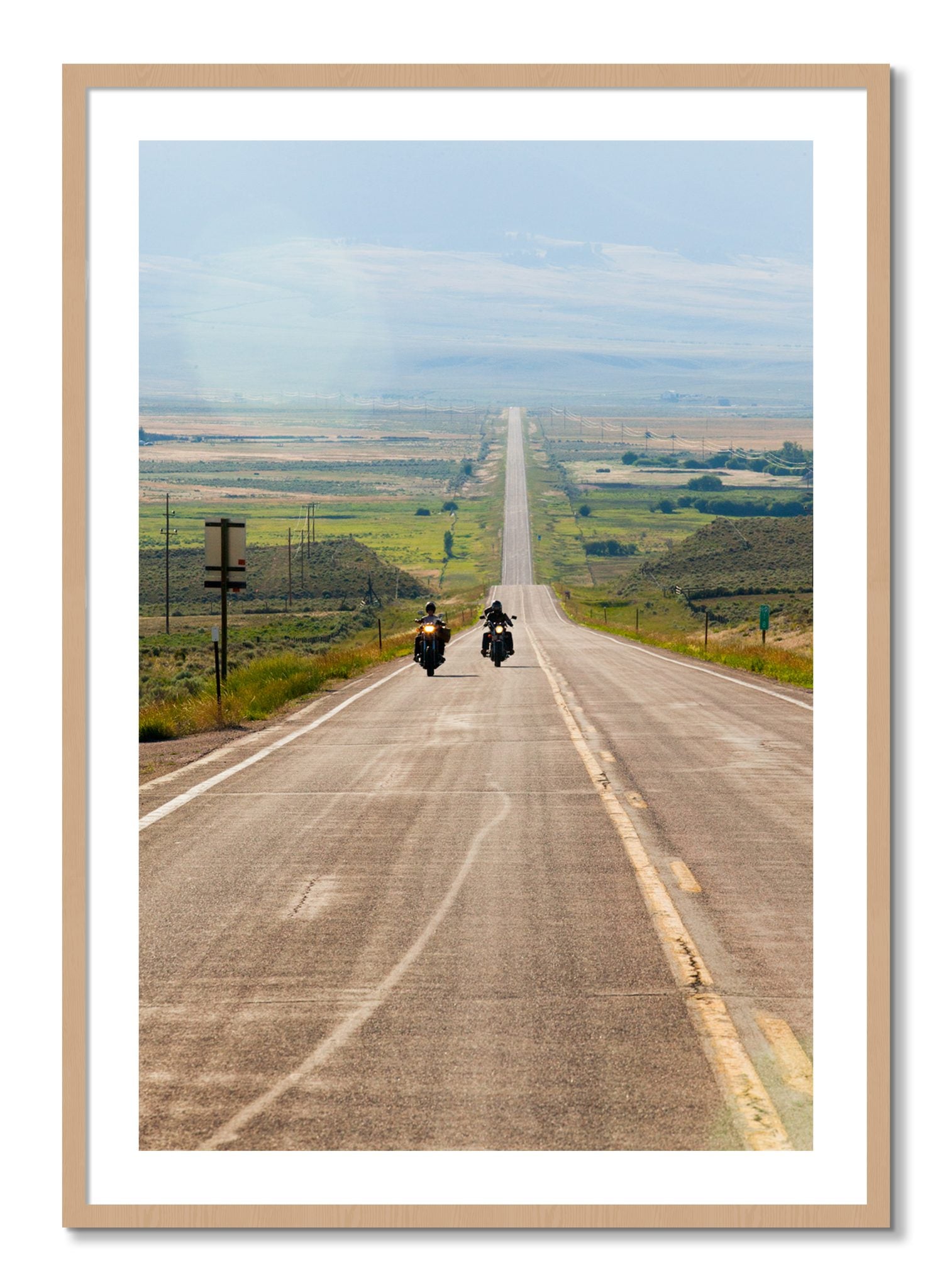 Framed photograph of The Long Road by Dylan Ozanich, Oak frame, Borders