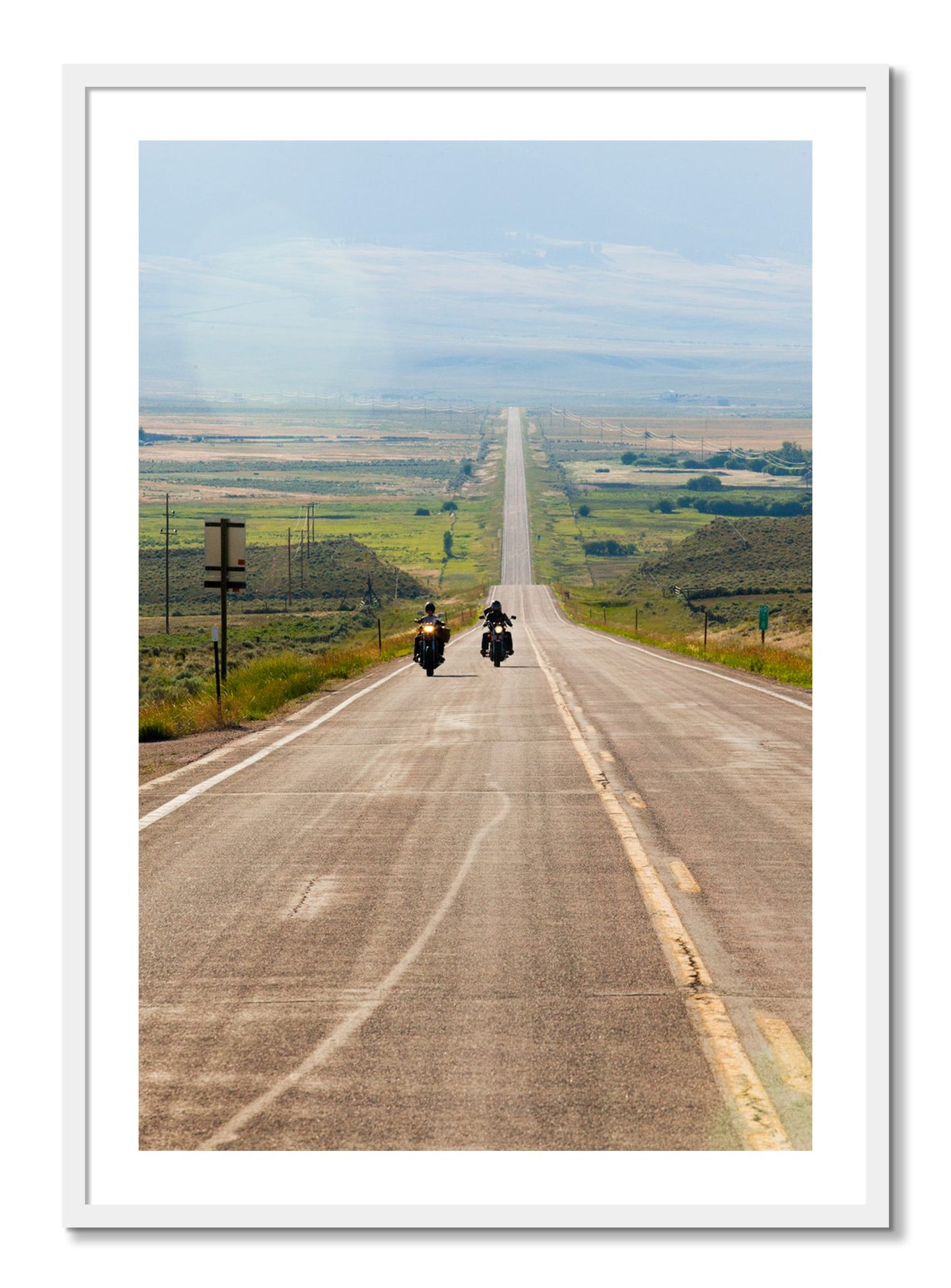 Framed photograph of The Long Road by Dylan Ozanich, White frame, Borders