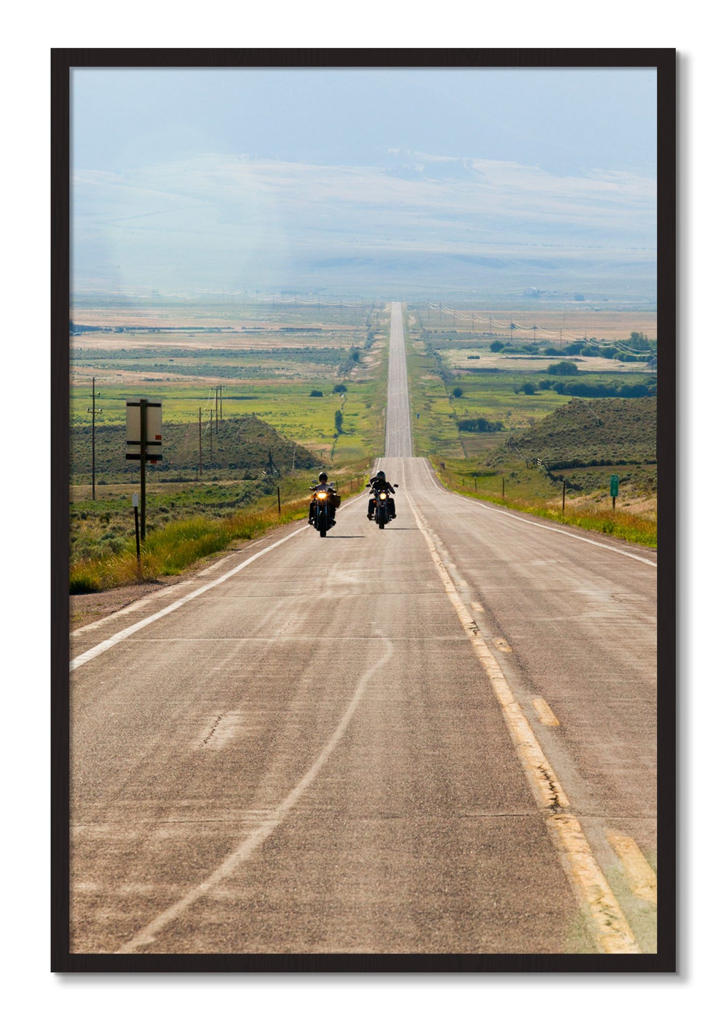 Framed photograph of The Long Road by Dylan Ozanich, Black Walnut frame, Full Bleed