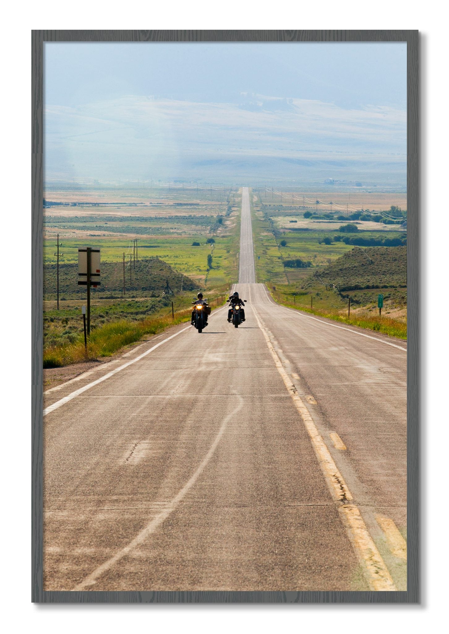 Framed photograph of The Long Road by Dylan Ozanich, Grey frame, Full Bleed