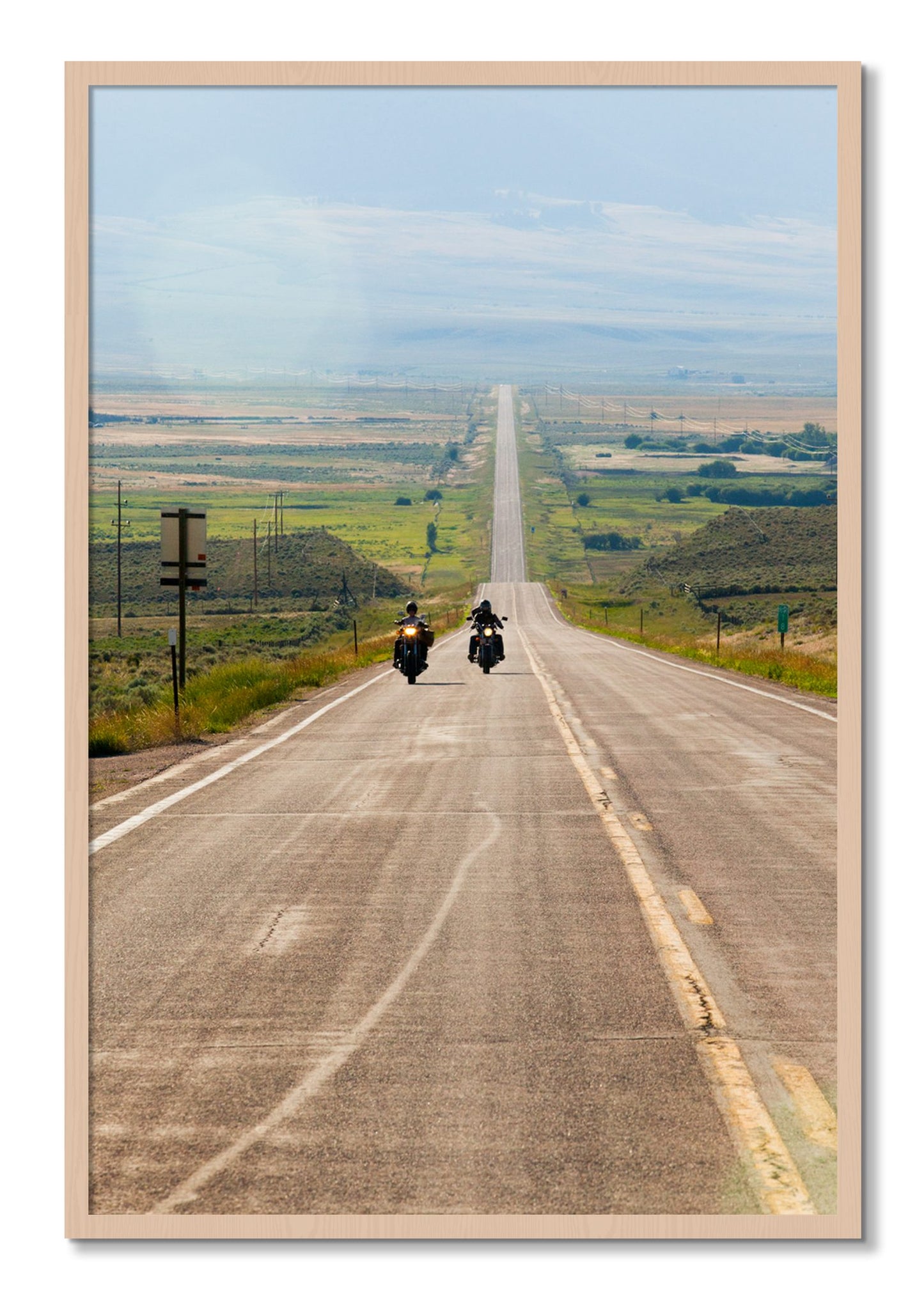 Framed photograph of The Long Road by Dylan Ozanich, Maple frame, Full Bleed