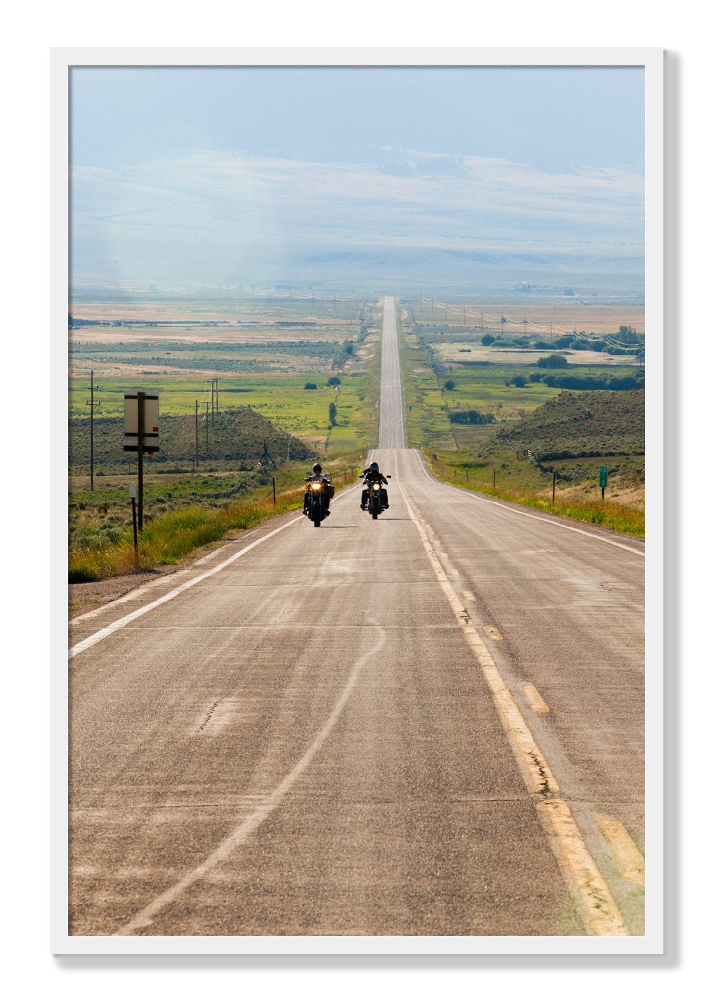 Framed photograph of The Long Road by Dylan Ozanich, White frame, Full Bleed