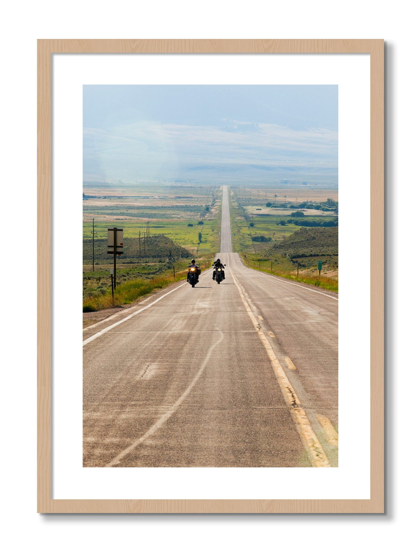 Framed photograph of The Long Road by Dylan Ozanich, Oak frame, Borders