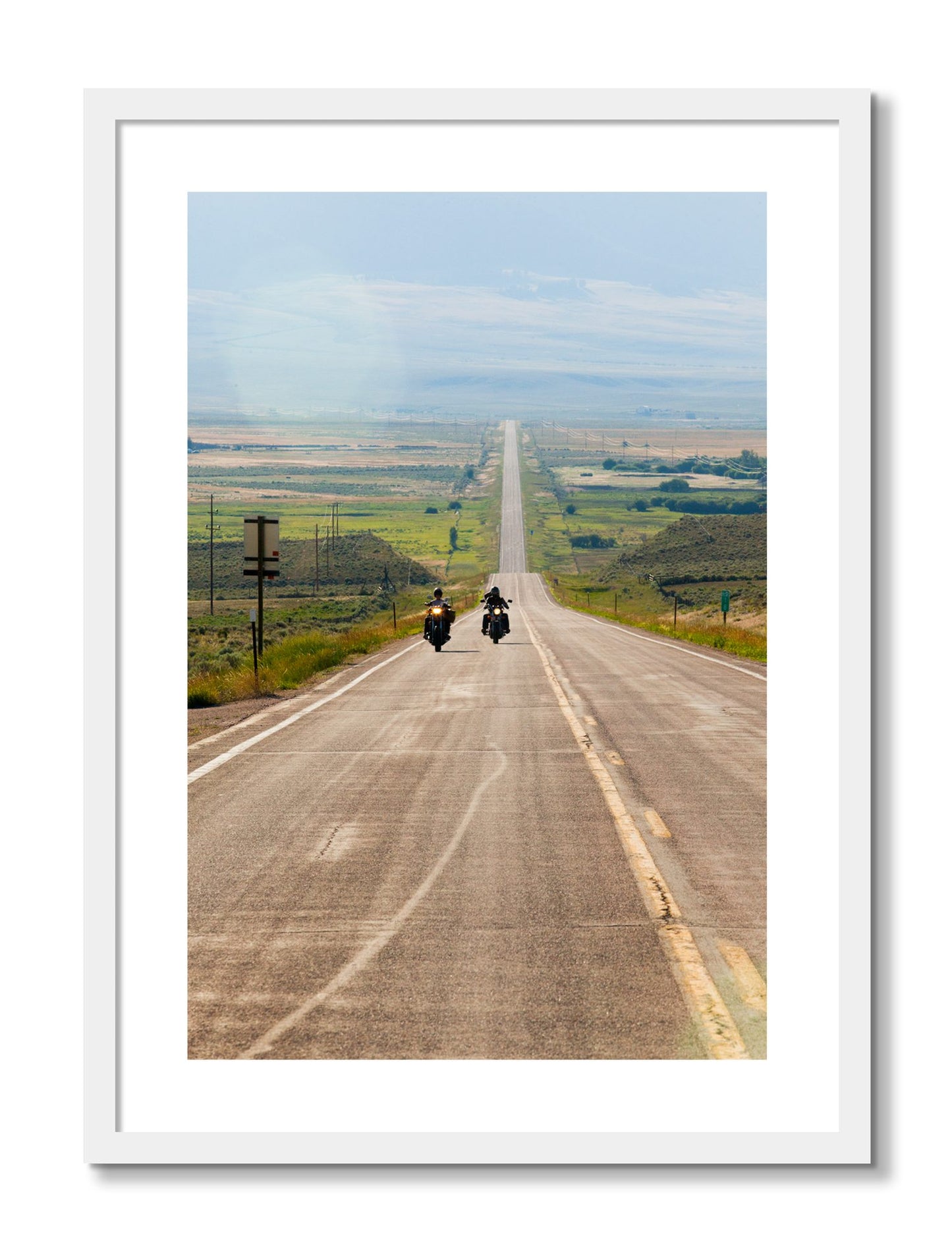 Framed photograph of The Long Road by Dylan Ozanich, White frame, Borders