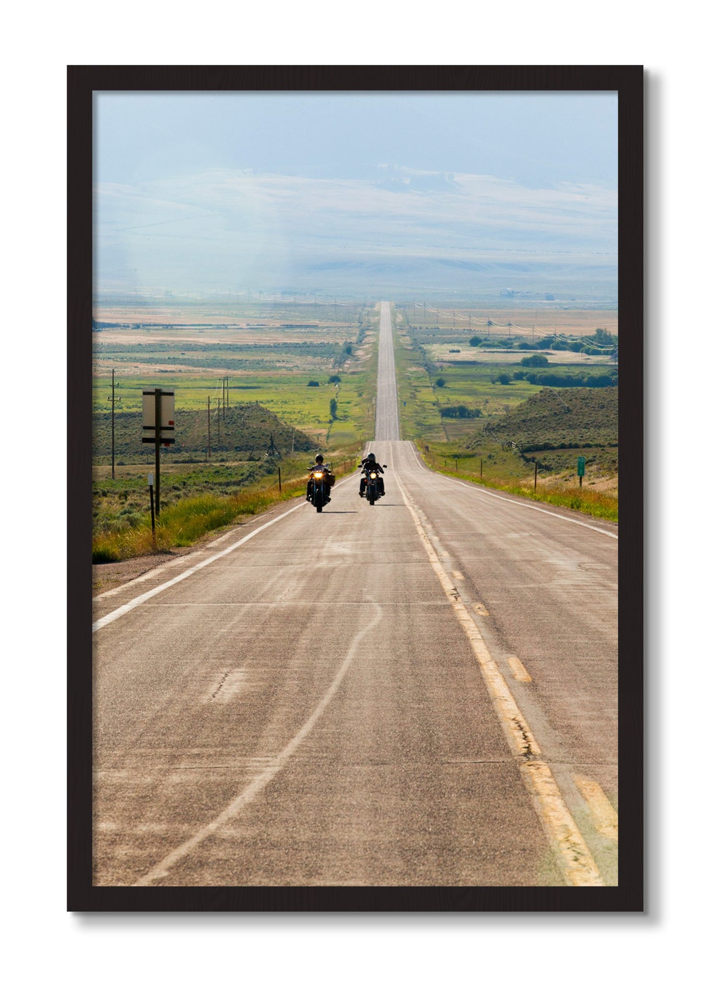 Framed photograph of The Long Road by Dylan Ozanich, Black Walnut frame, Full Bleed