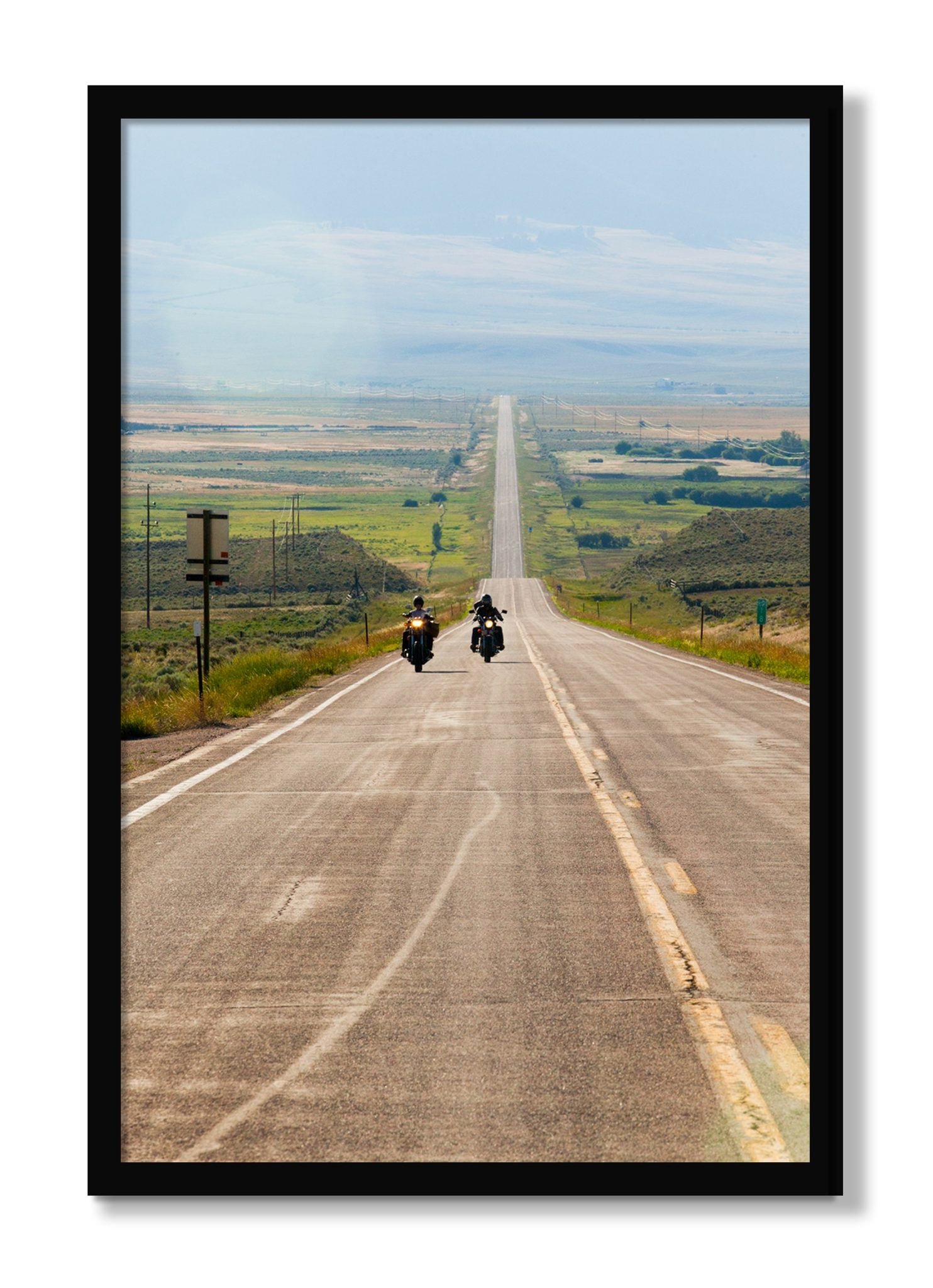 Framed photograph of The Long Road by Dylan Ozanich, Black frame, Full Bleed