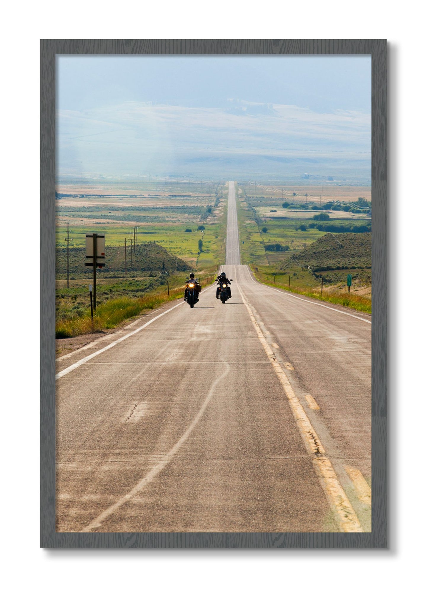 Framed photograph of The Long Road by Dylan Ozanich, Grey frame, Full Bleed