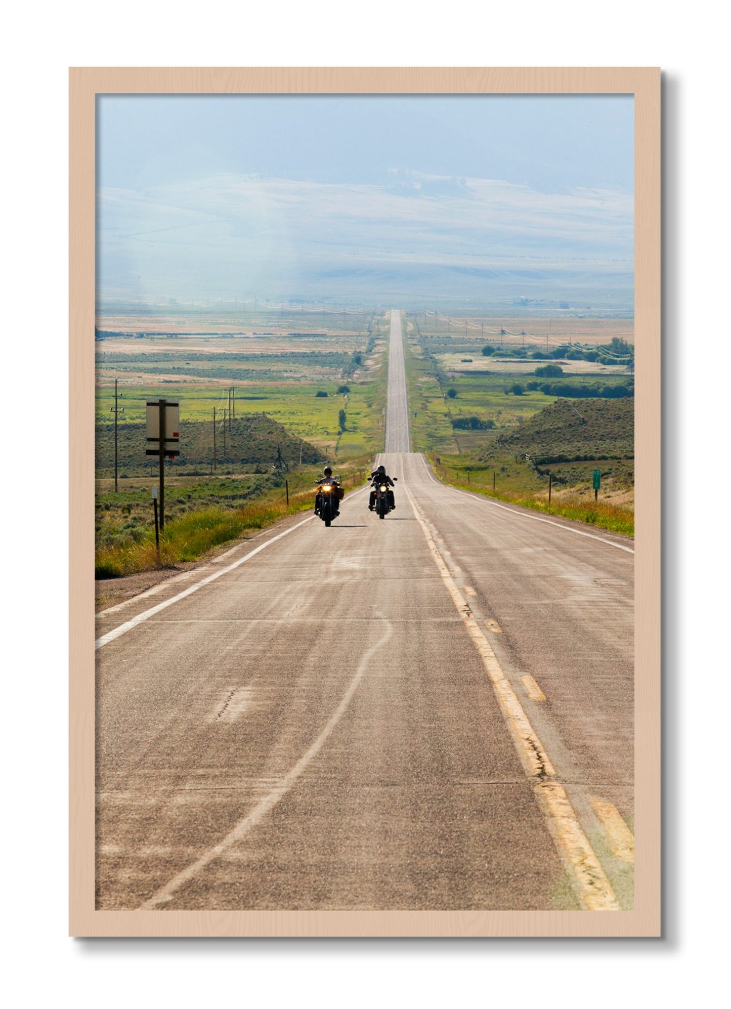 Framed photograph of The Long Road by Dylan Ozanich, Maple frame, Full Bleed
