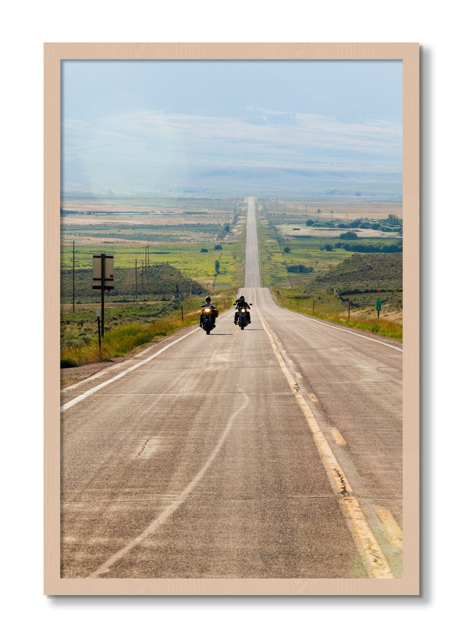 Framed photograph of The Long Road by Dylan Ozanich, Maple frame, Full Bleed