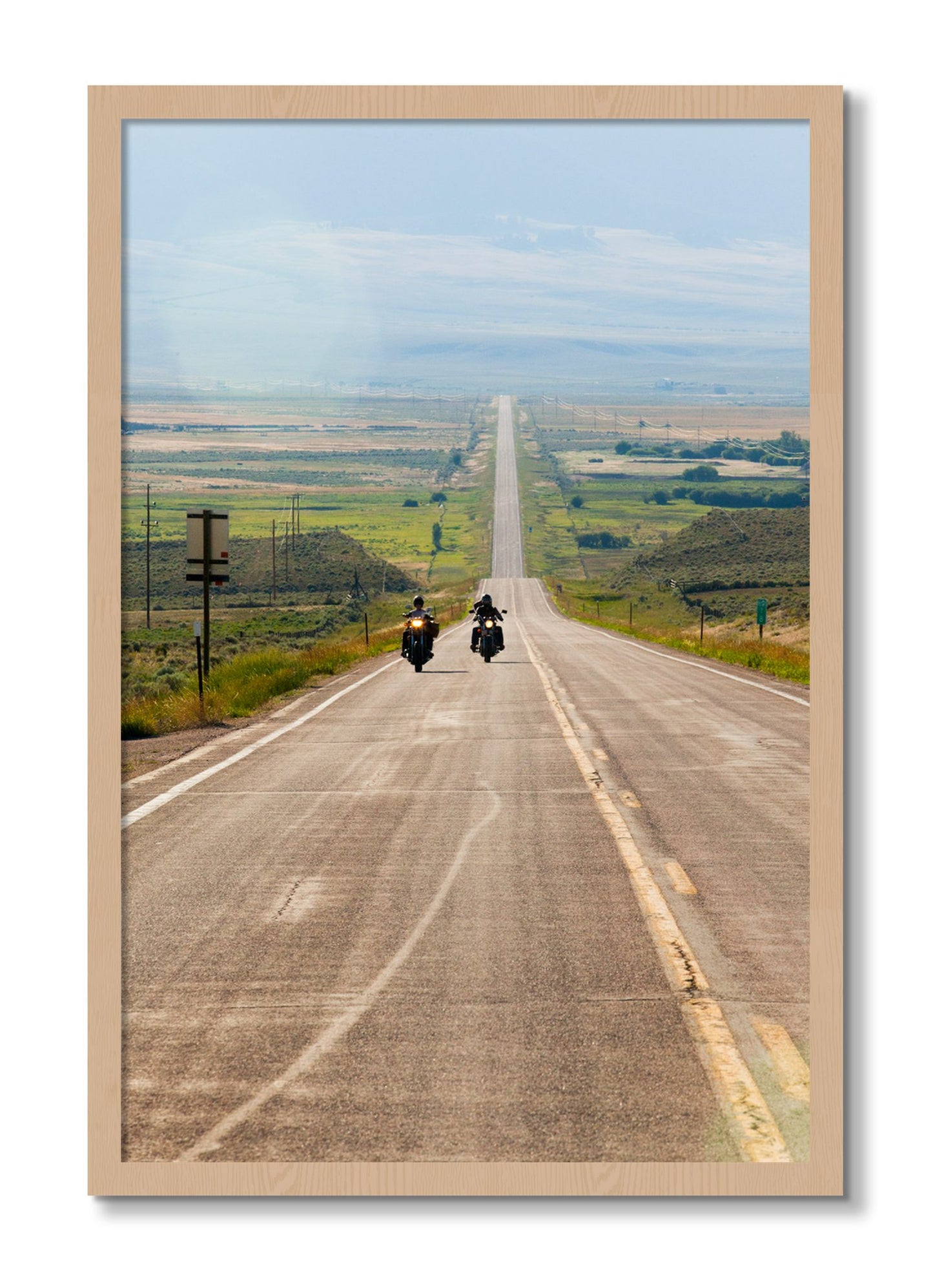 Framed photograph of The Long Road by Dylan Ozanich, Oak frame, Full Bleed