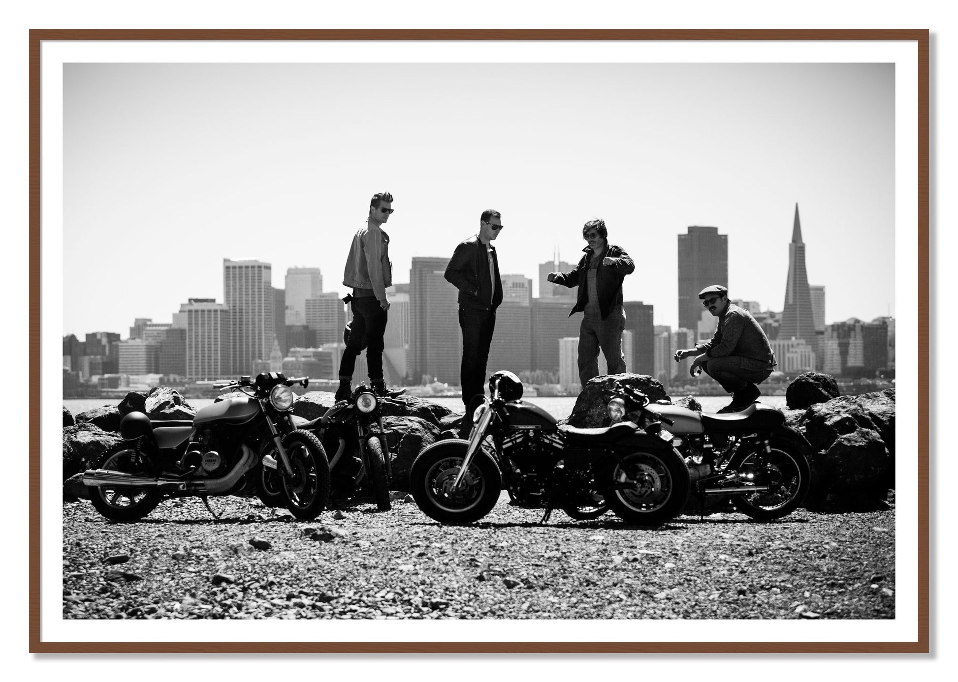 Framed photograph of The Love For Riding by Dylan Ozanich, Walnut frame, Borders