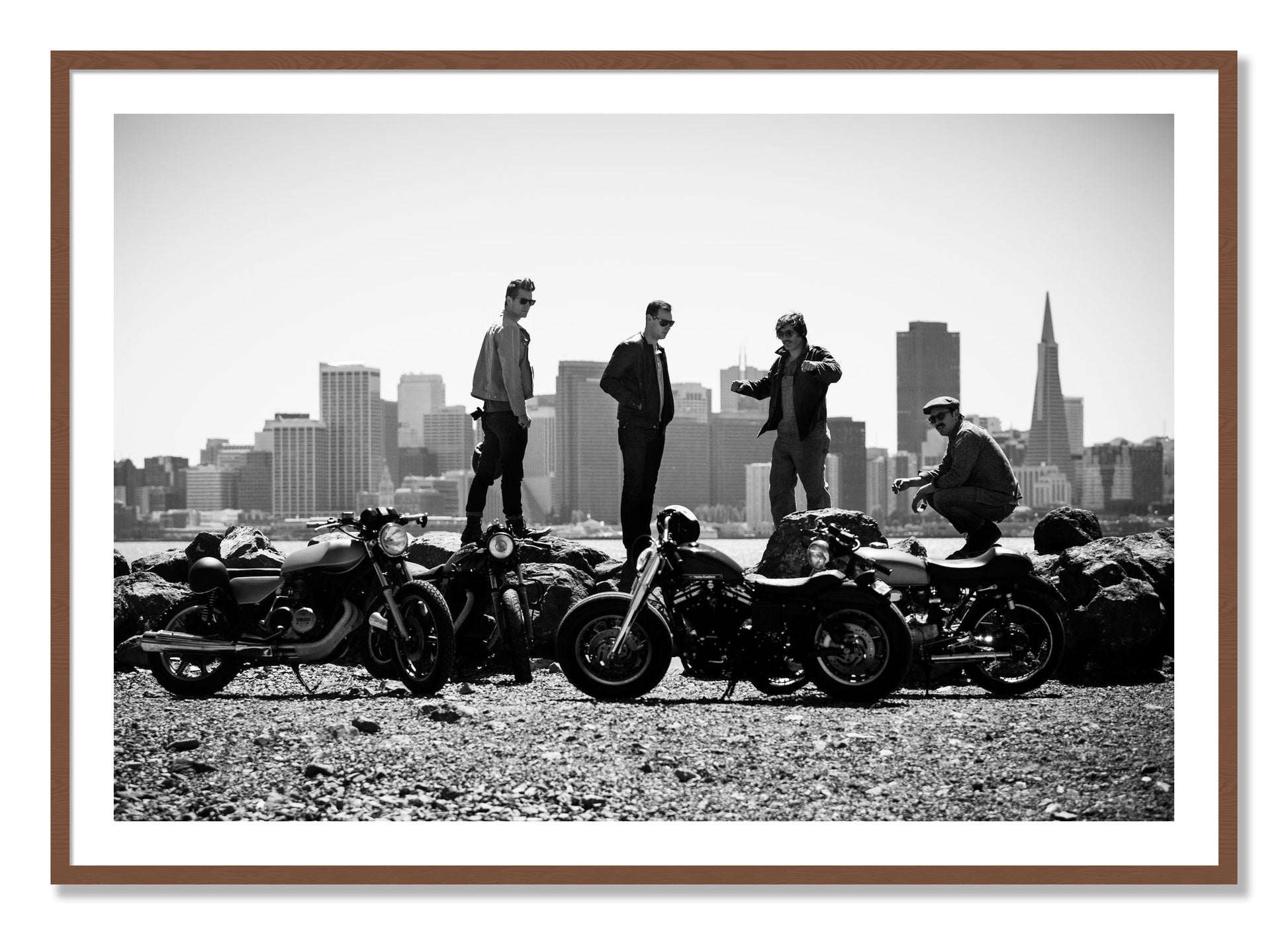 Framed photograph of The Love For Riding by Dylan Ozanich, Walnut frame, Borders