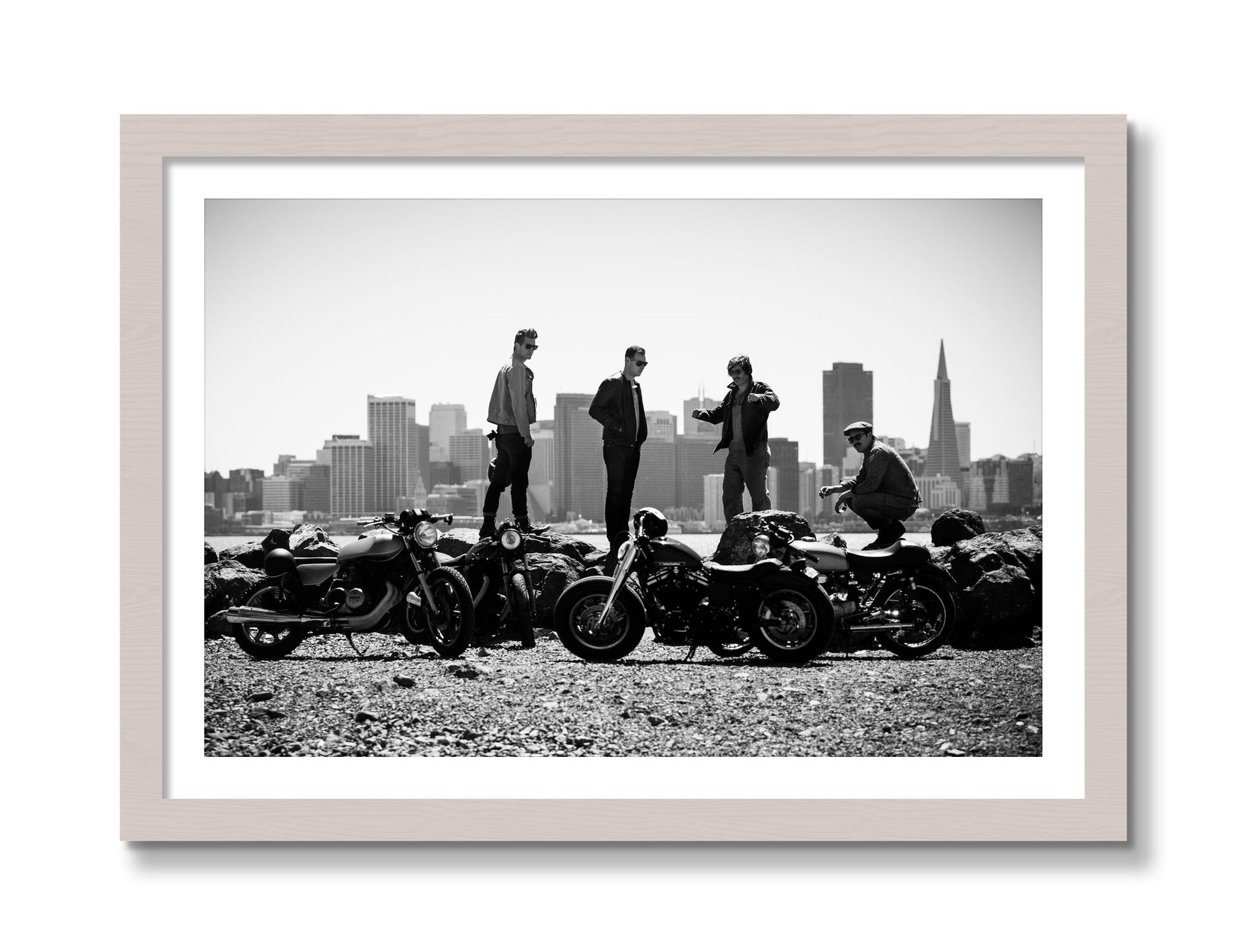 Framed photograph of The Love For Riding by Dylan Ozanich, White Maple frame, Borders