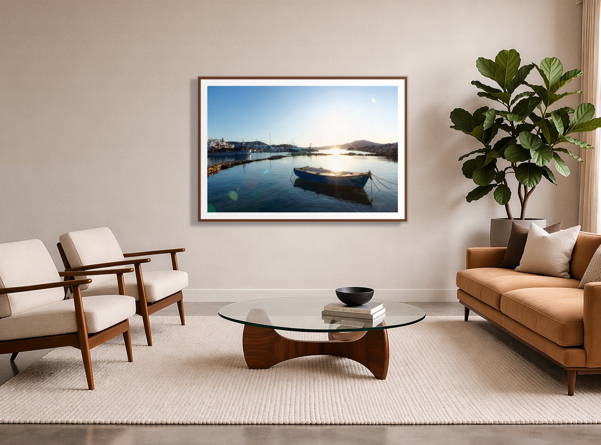 Framed photograph of Tied Down In Paros by Dylan Ozanich displayed on a wall