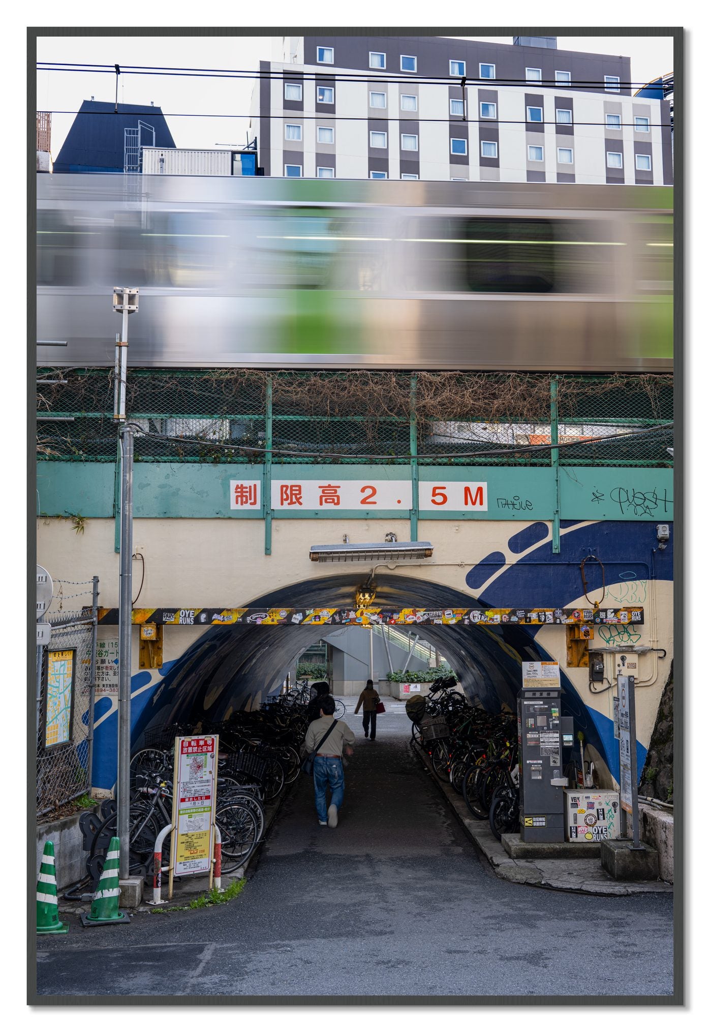 Tokyo Bustle by Dylan Ozanich, 48×72 Full Bleed Print in a Grey frame