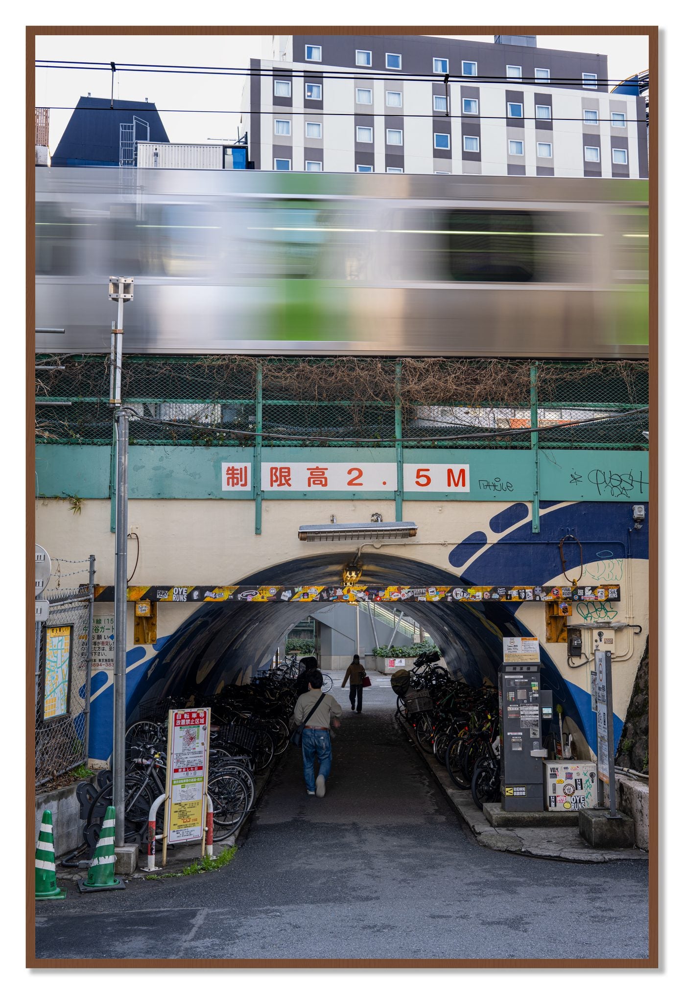 Tokyo Bustle by Dylan Ozanich, 48×72 Full Bleed Print in a Walnut frame