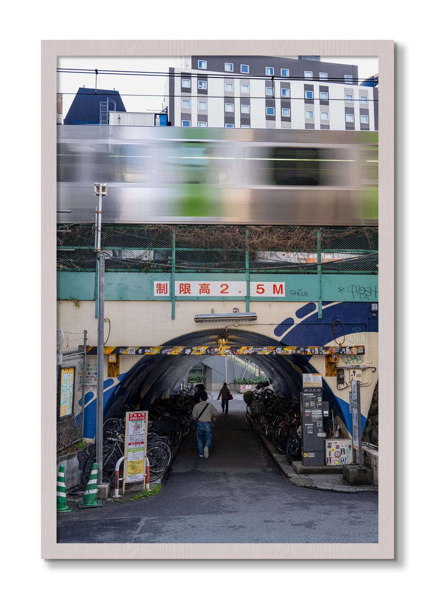 Framed photograph of Tokyo Bustle by Dylan Ozanich, White Maple frame, Full Bleed