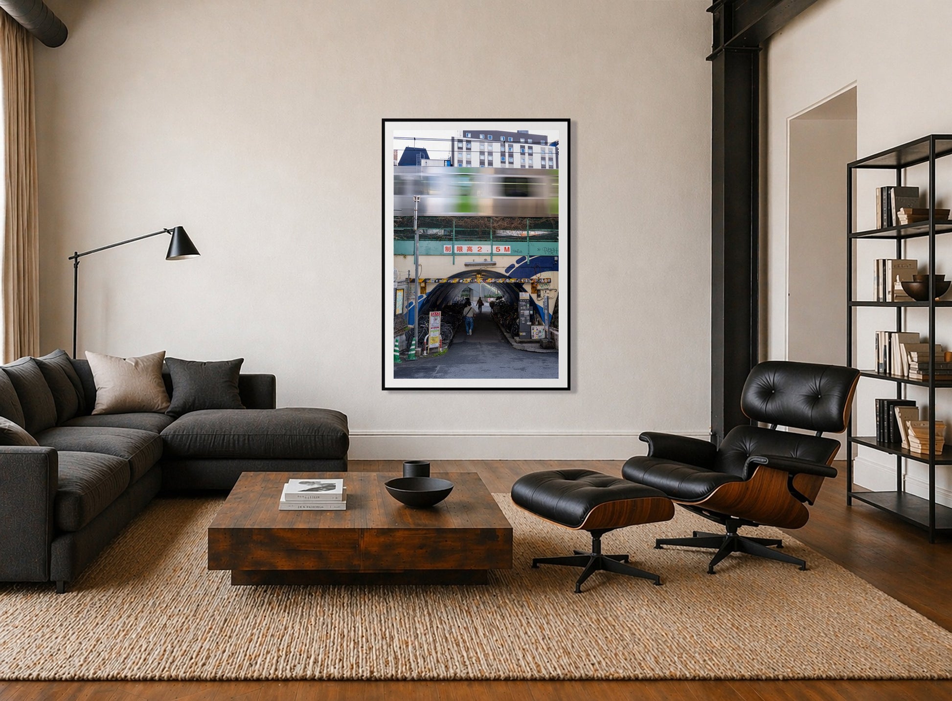 Framed photograph of Tokyo Bustle by Dylan Ozanich displayed on a wall