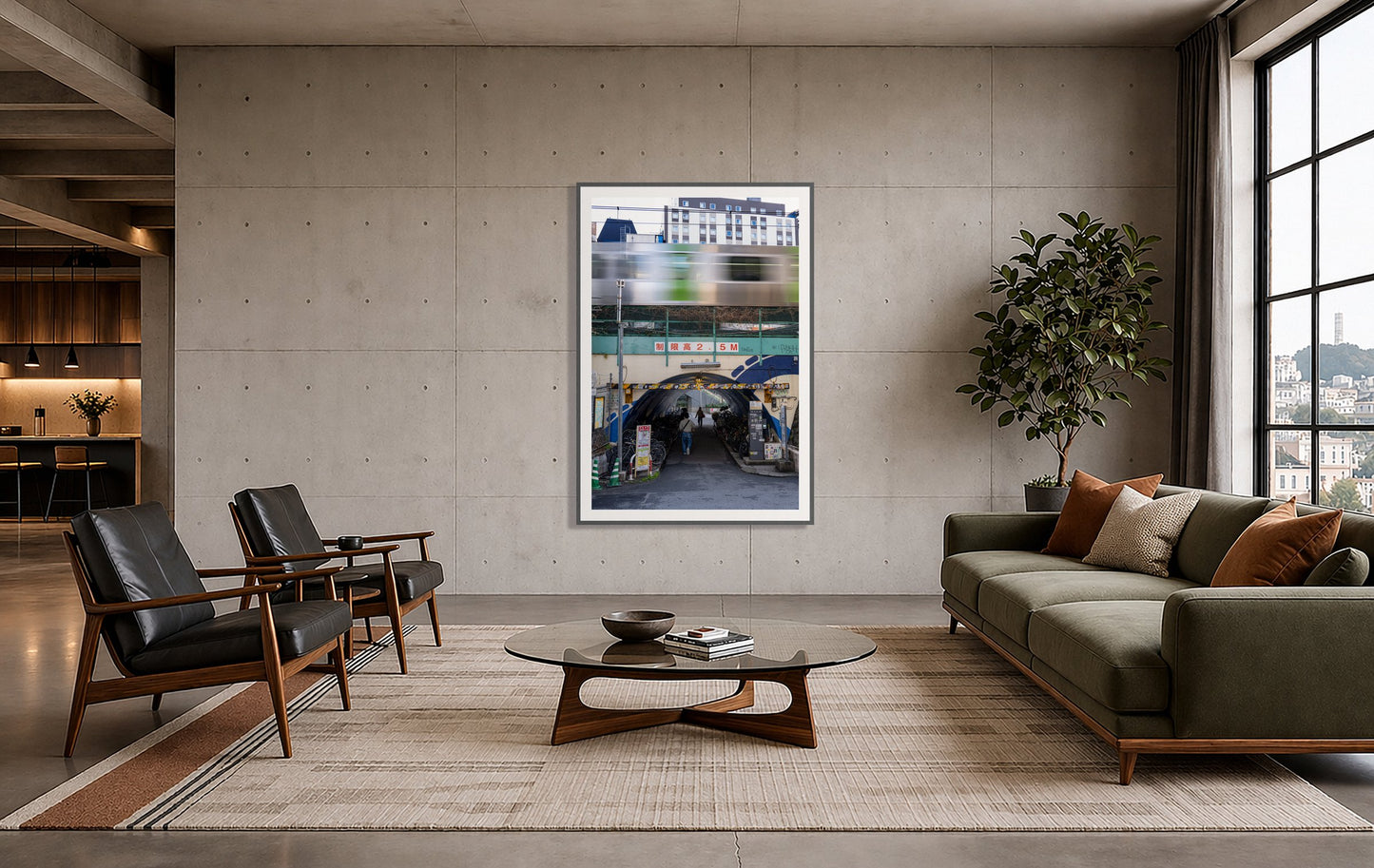 Framed photograph of Tokyo Bustle by Dylan Ozanich displayed on a wall