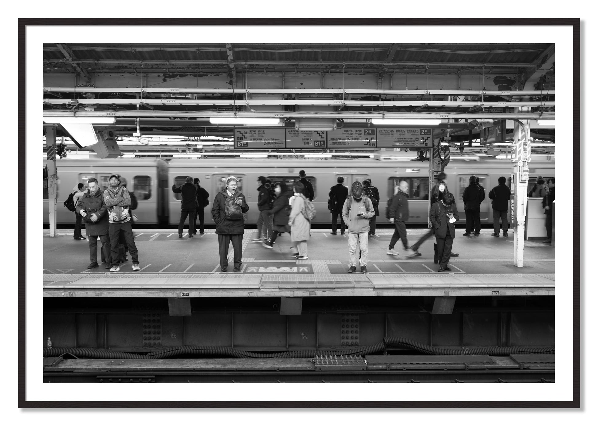 Framed photograph of Tokyo Subway by Dylan Ozanich, Black Walnut frame, Borders