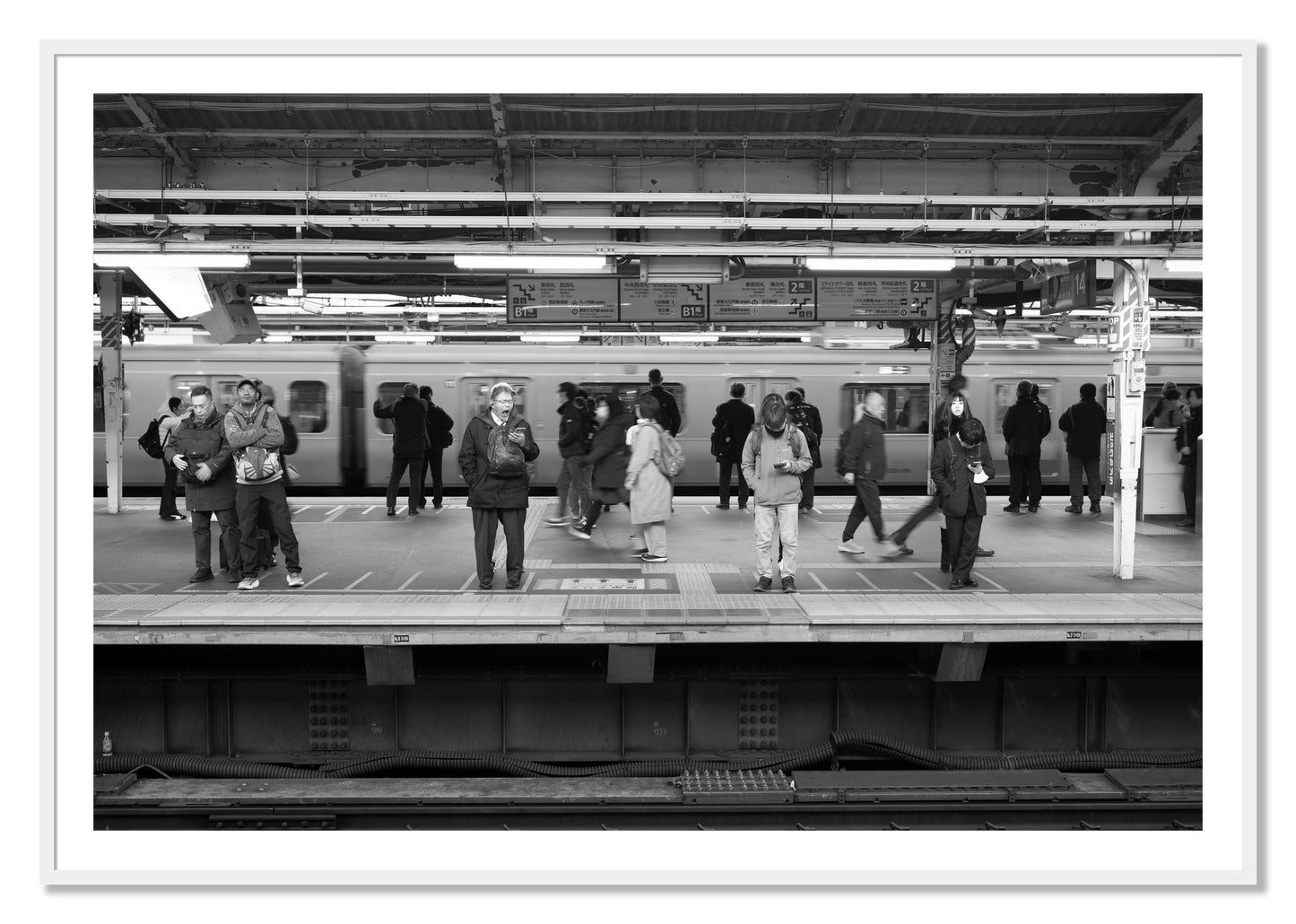 Framed photograph of Tokyo Subway by Dylan Ozanich, White frame, Borders