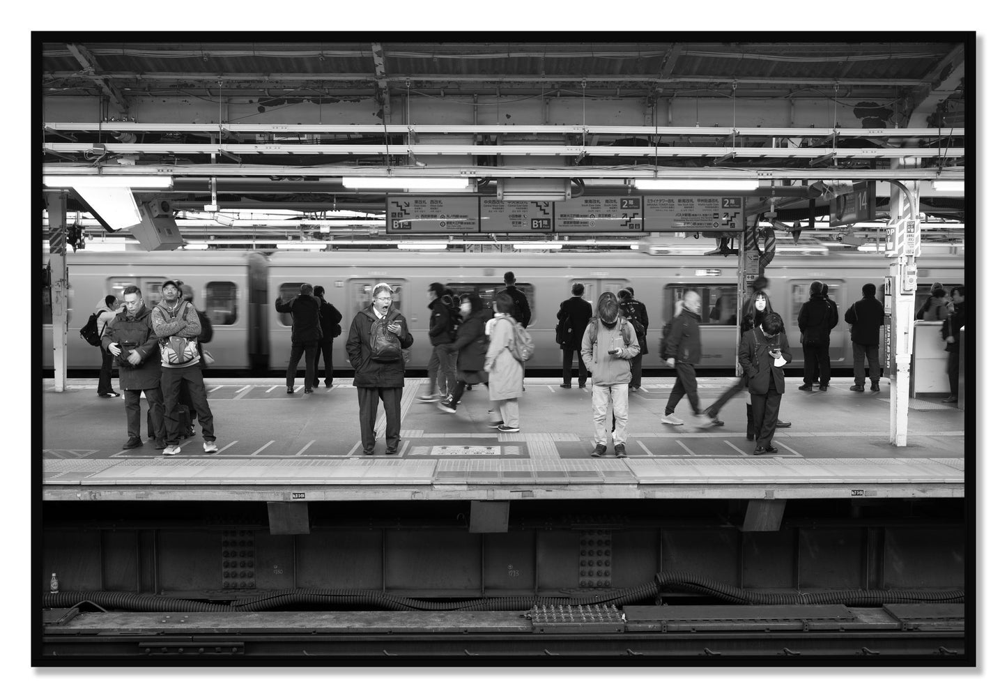 Framed photograph of Tokyo Subway by Dylan Ozanich, Black frame, Full Bleed