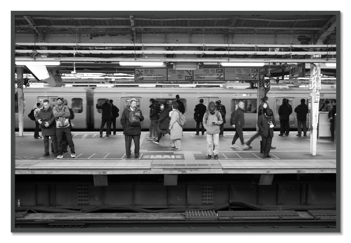 Framed photograph of Tokyo Subway by Dylan Ozanich, Grey frame, Full Bleed