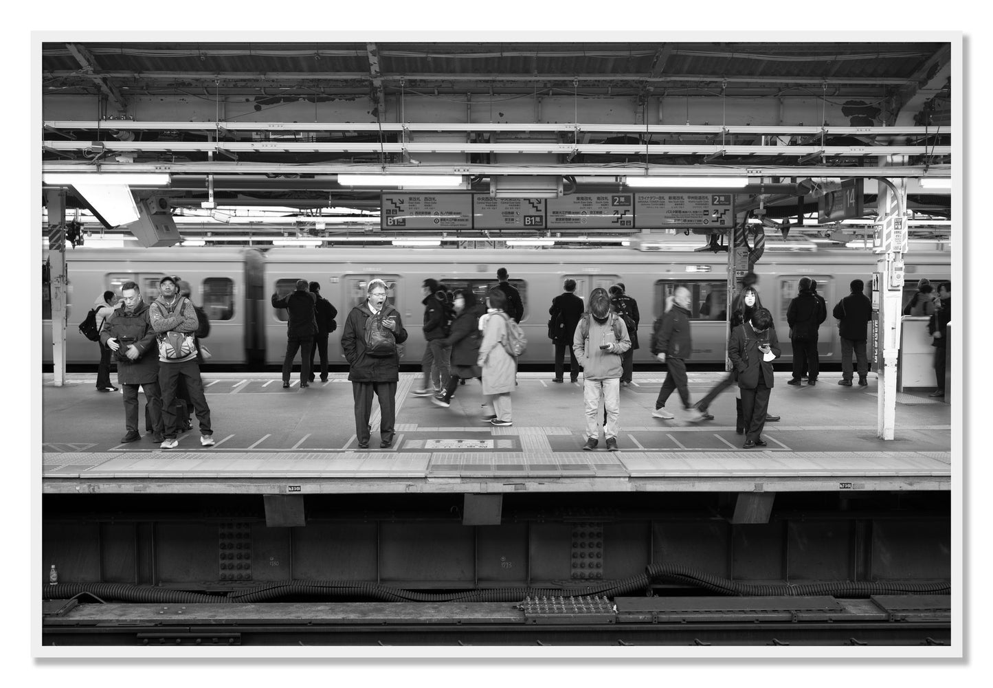 Framed photograph of Tokyo Subway by Dylan Ozanich, White frame, Full Bleed